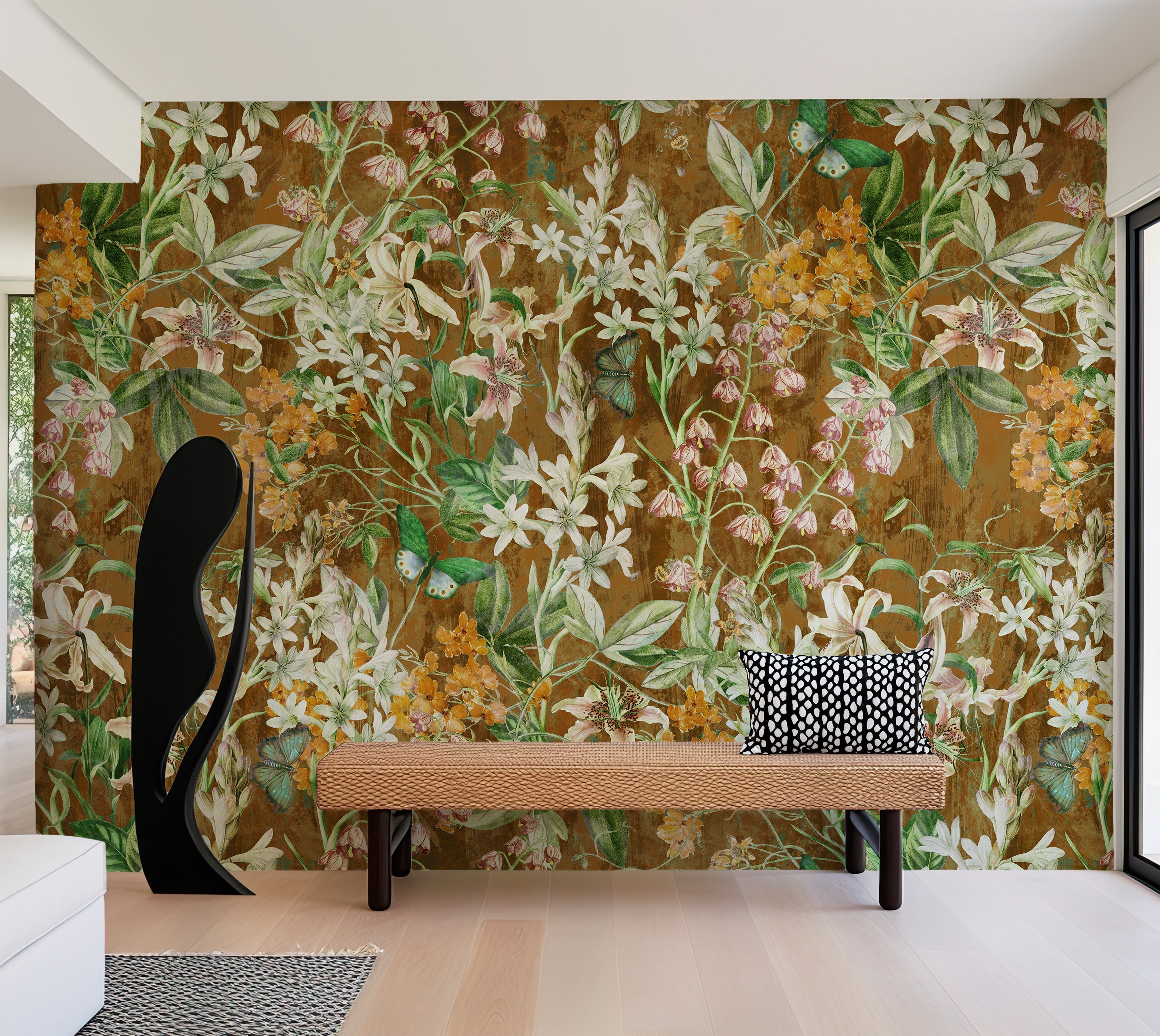 Premium Wallpaper Wall Mural - Spring Garden Brown