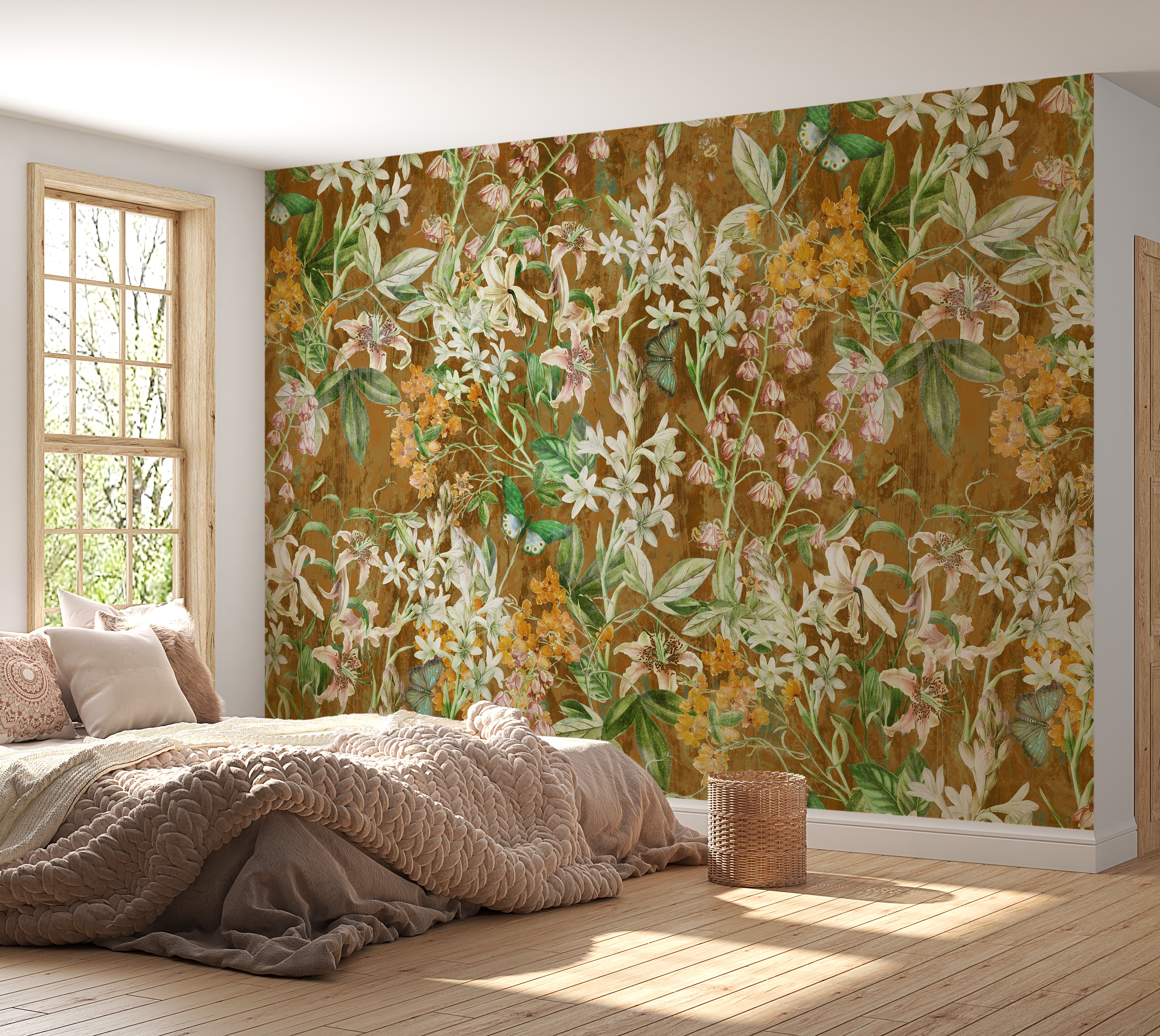 Peel & Stick Wall Mural - Spring Garden Brown 60"Wx60"H