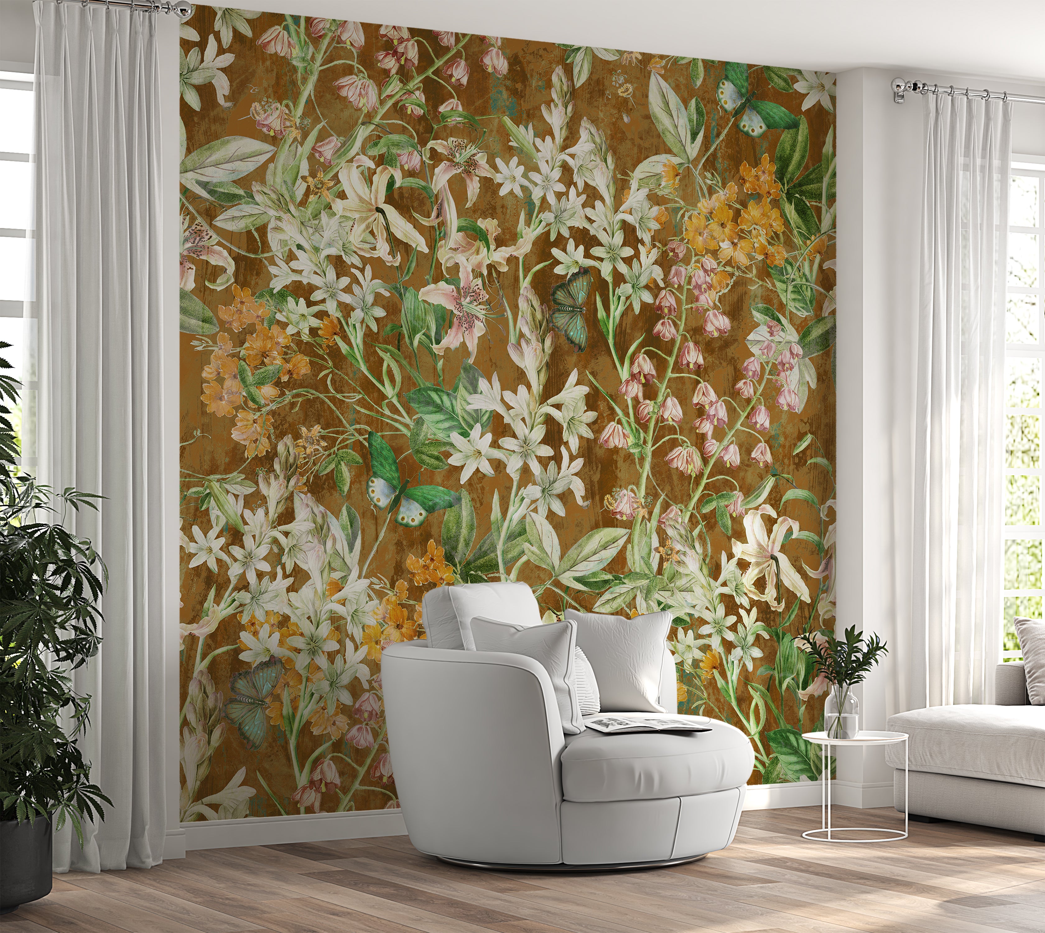 Peel & Stick Wall Mural - Spring Garden Brown 60"Wx60"H