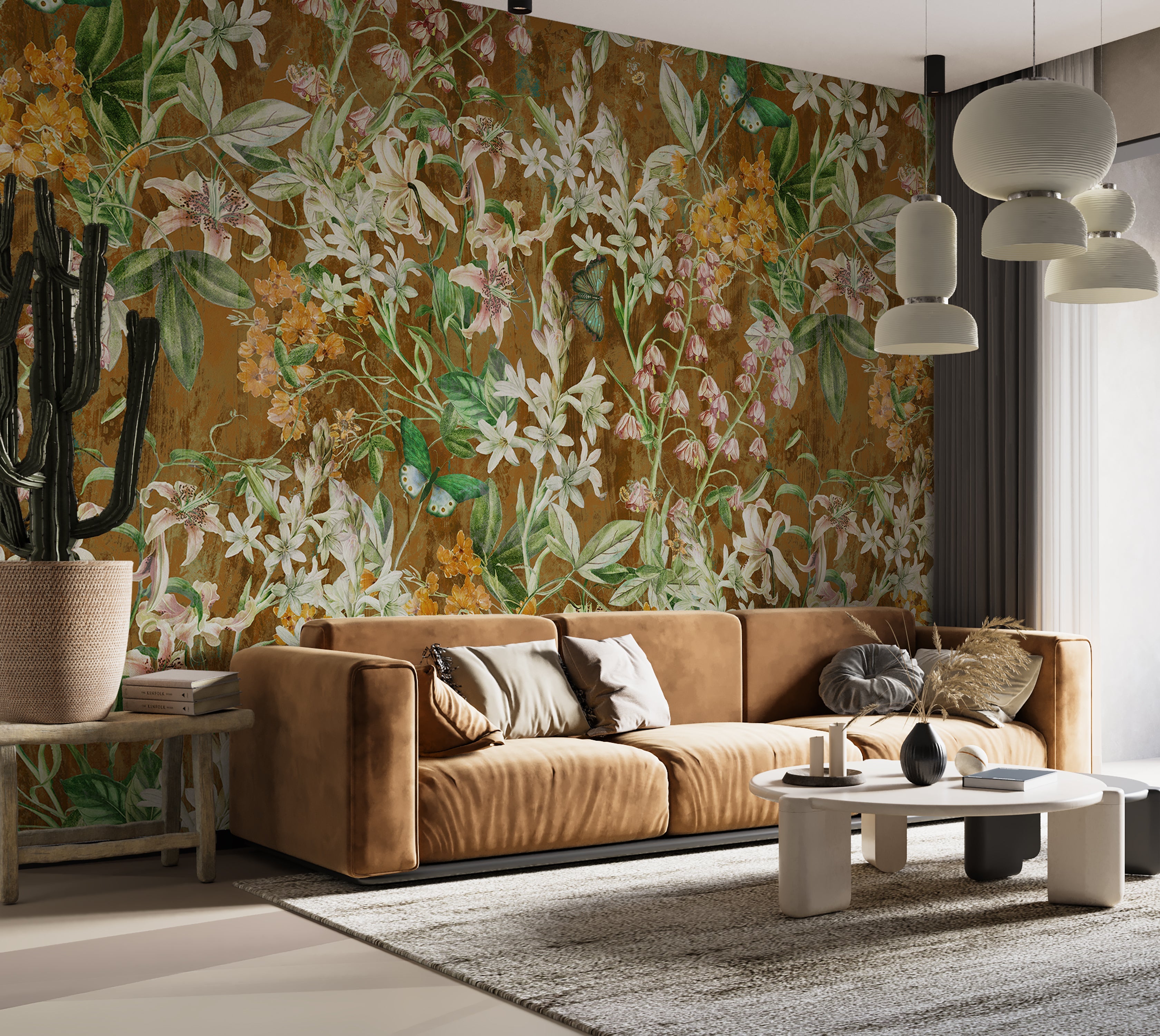 Premium Wallpaper Wall Mural - Spring Garden Brown