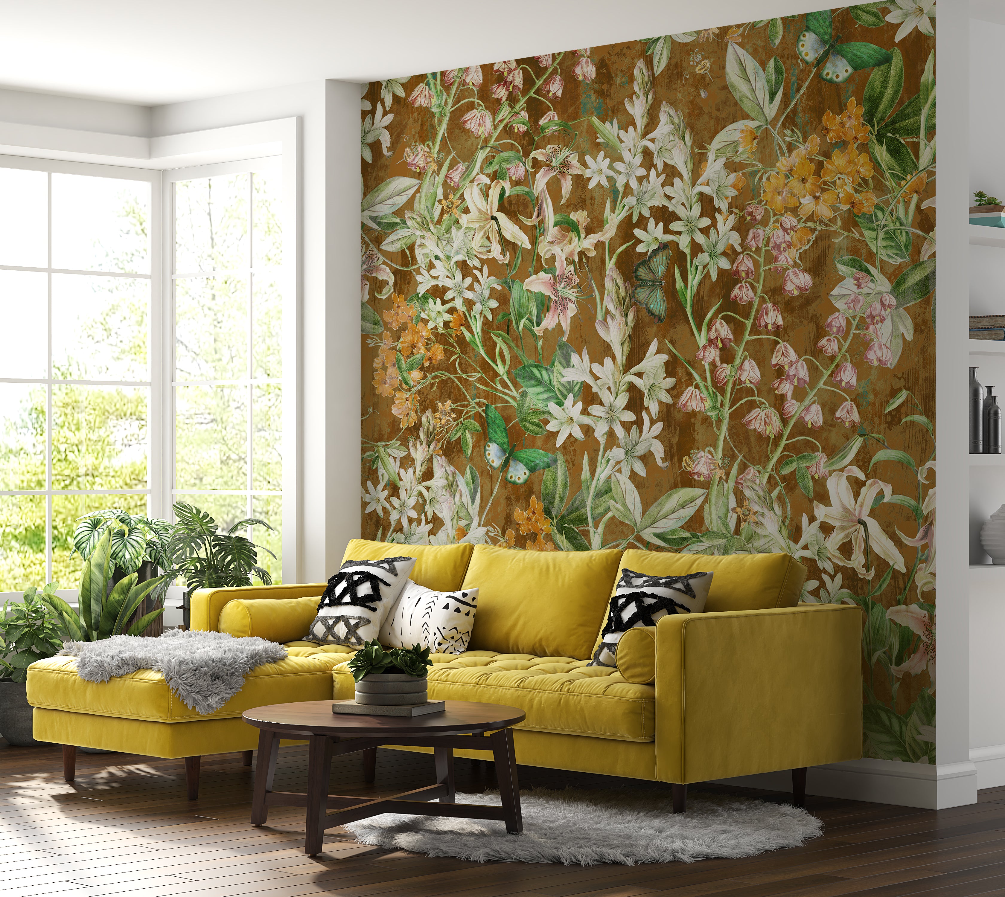 Peel & Stick Wall Mural - Spring Garden Brown 60"Wx60"H