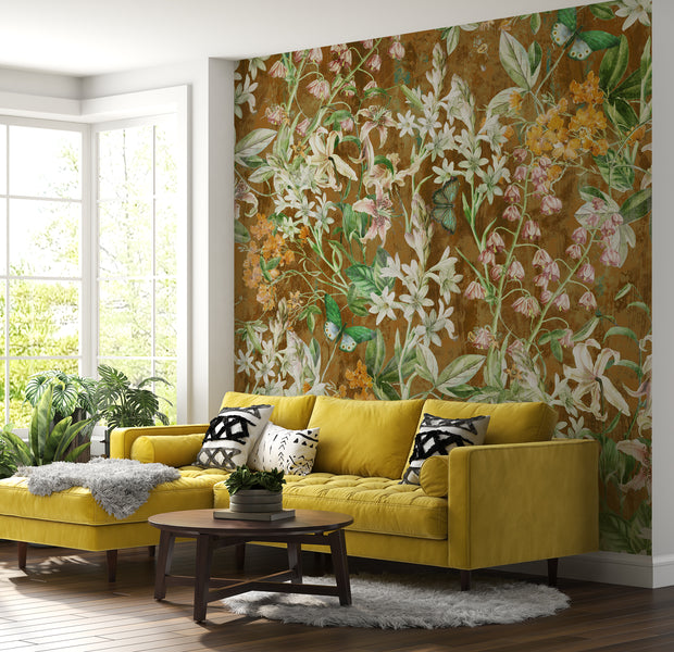 Peel & Stick Wall Mural - Spring Garden Brown 60"Wx60"H