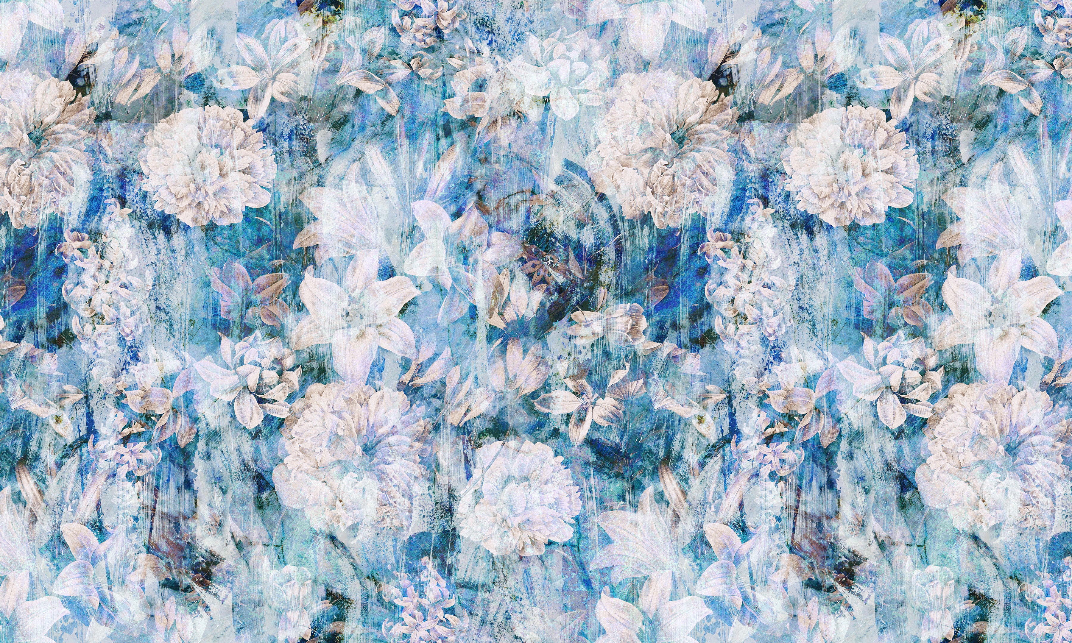 Peel & Stick Floral Wall Mural - Fresh Vintage Blue Garden