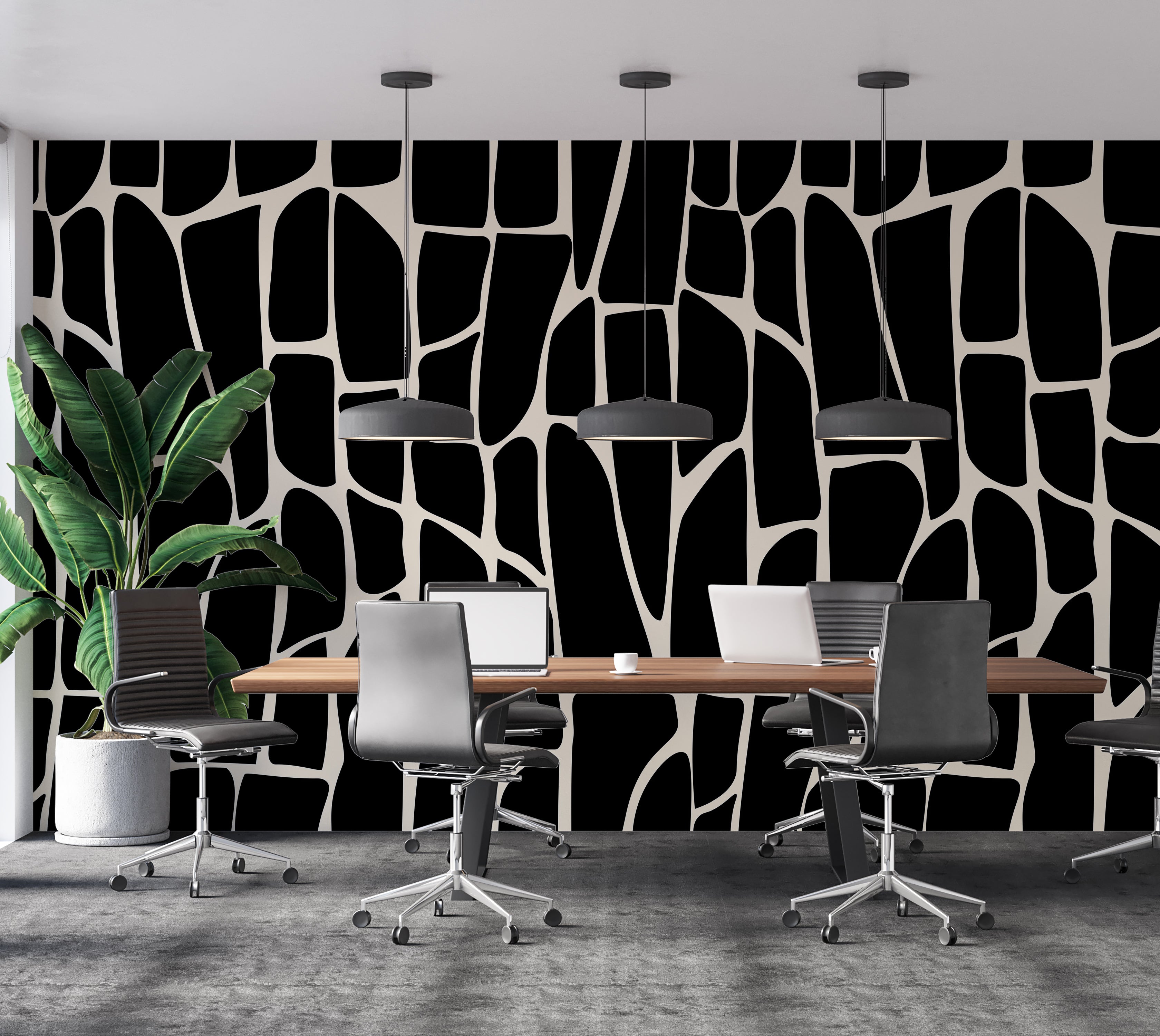 Premium Wallpaper Wall Mural - Geometric Pattern Black