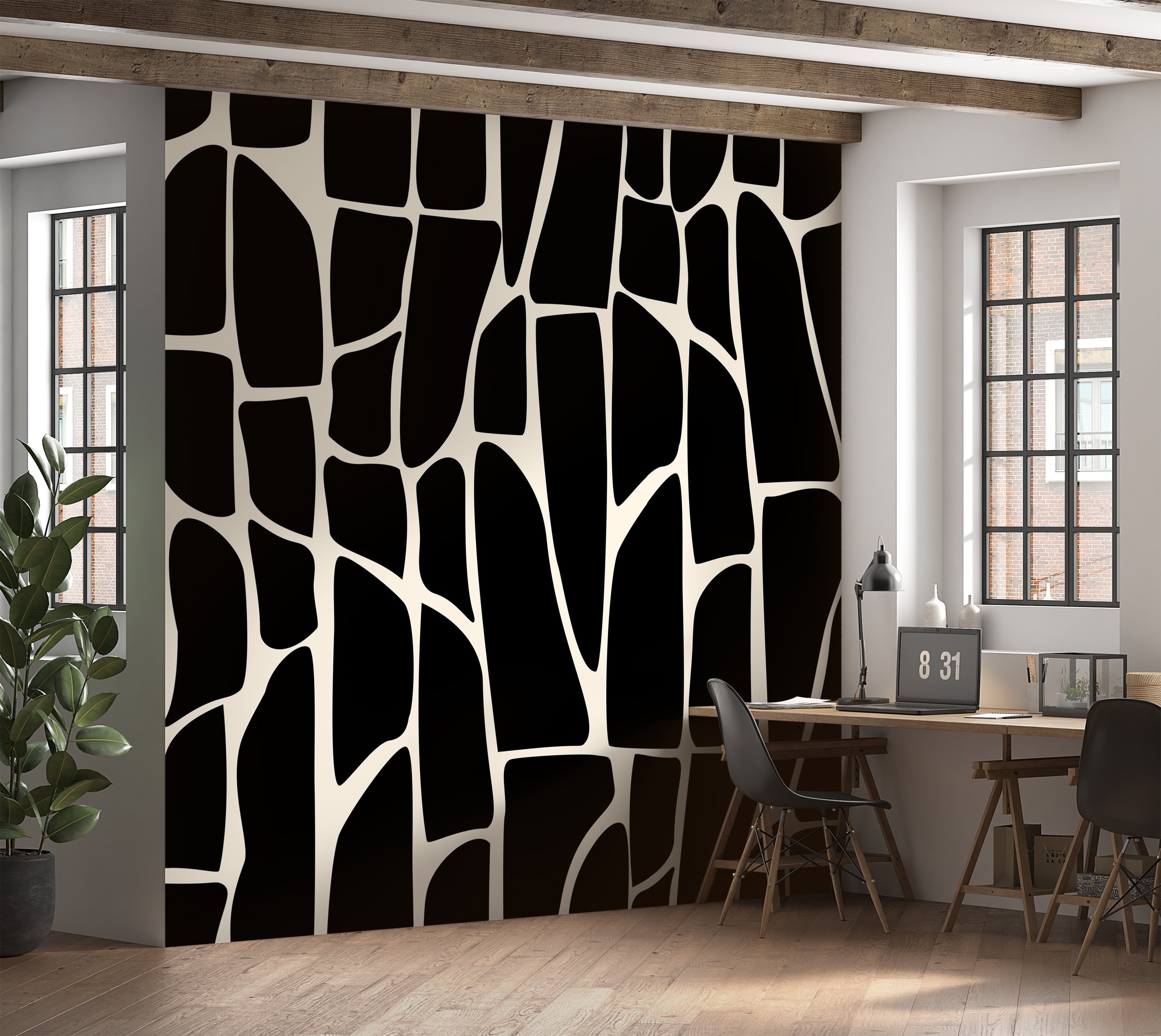 Premium Wallpaper Wall Mural - Geometric Pattern Black