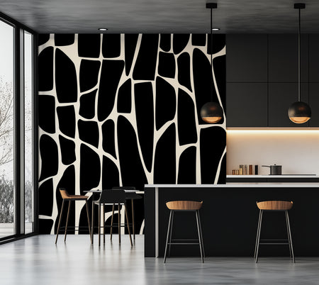Peel & Stick Wall Mural - Geometric Pattern Black 60"Wx60"H