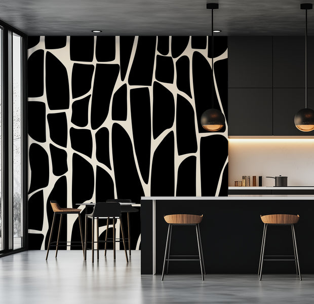 Peel & Stick Wall Mural - Geometric Pattern Black 60"Wx60"H