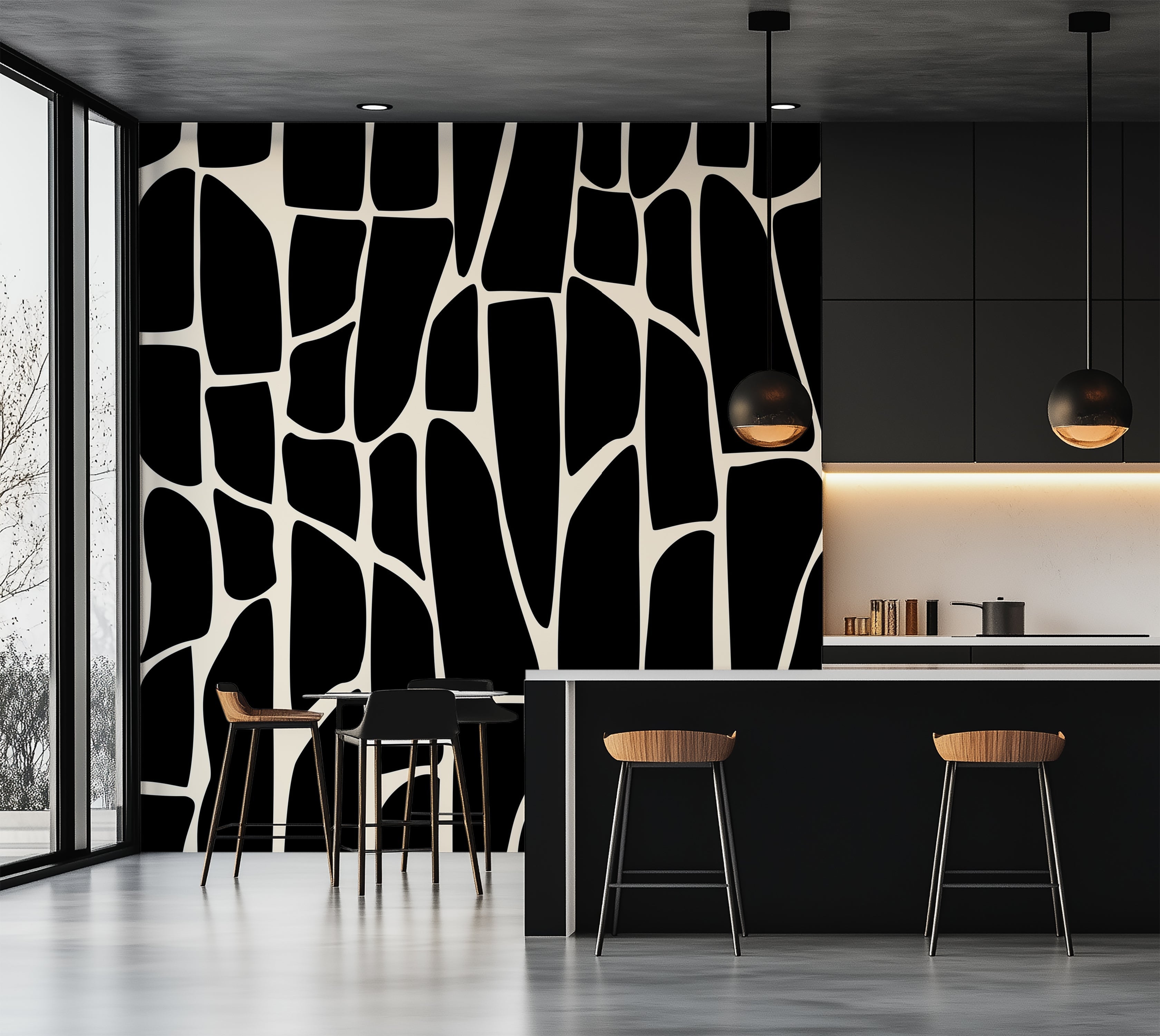 Premium Wallpaper Wall Mural - Geometric Pattern Black