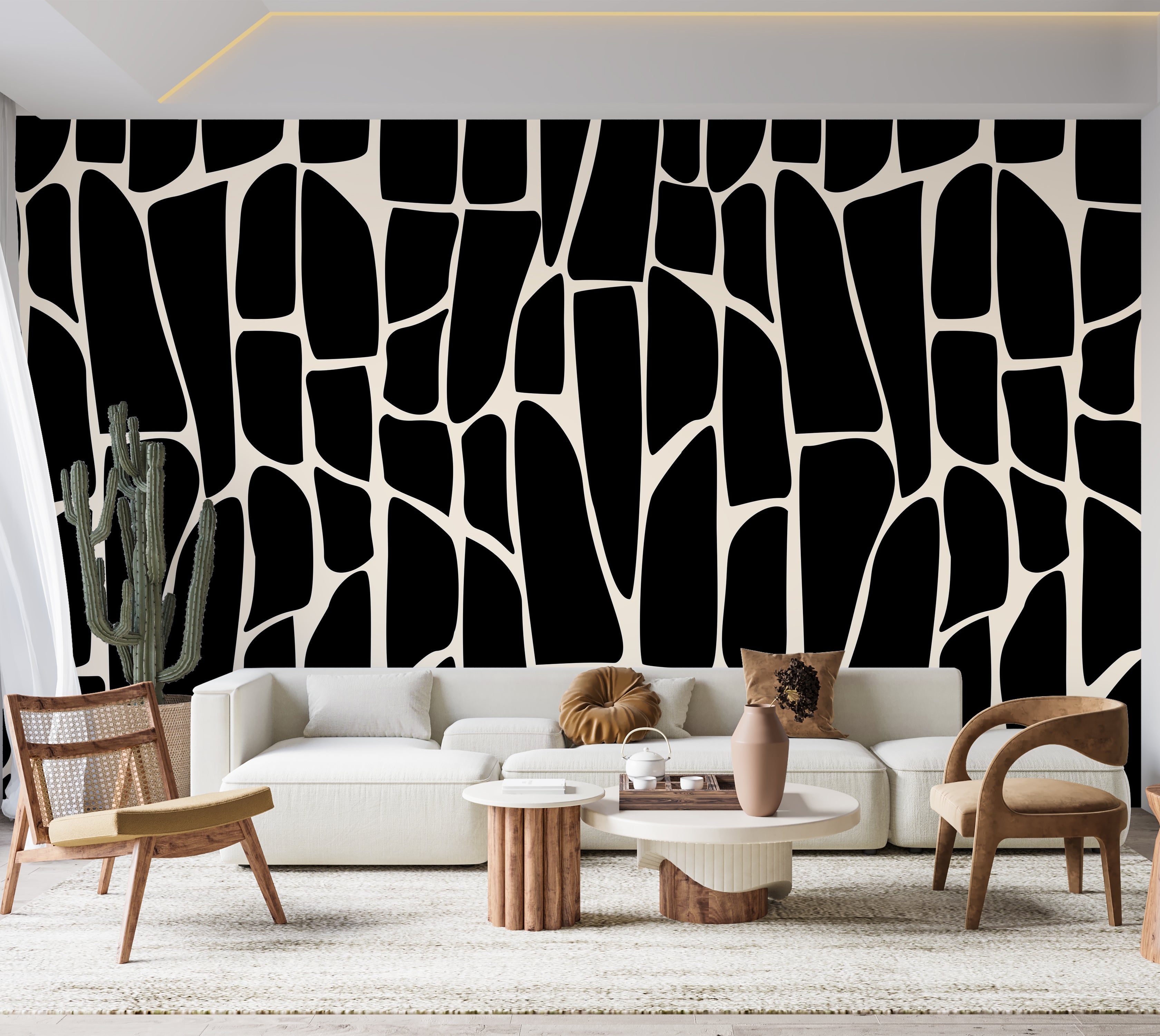 Premium Wallpaper Wall Mural - Geometric Pattern Black