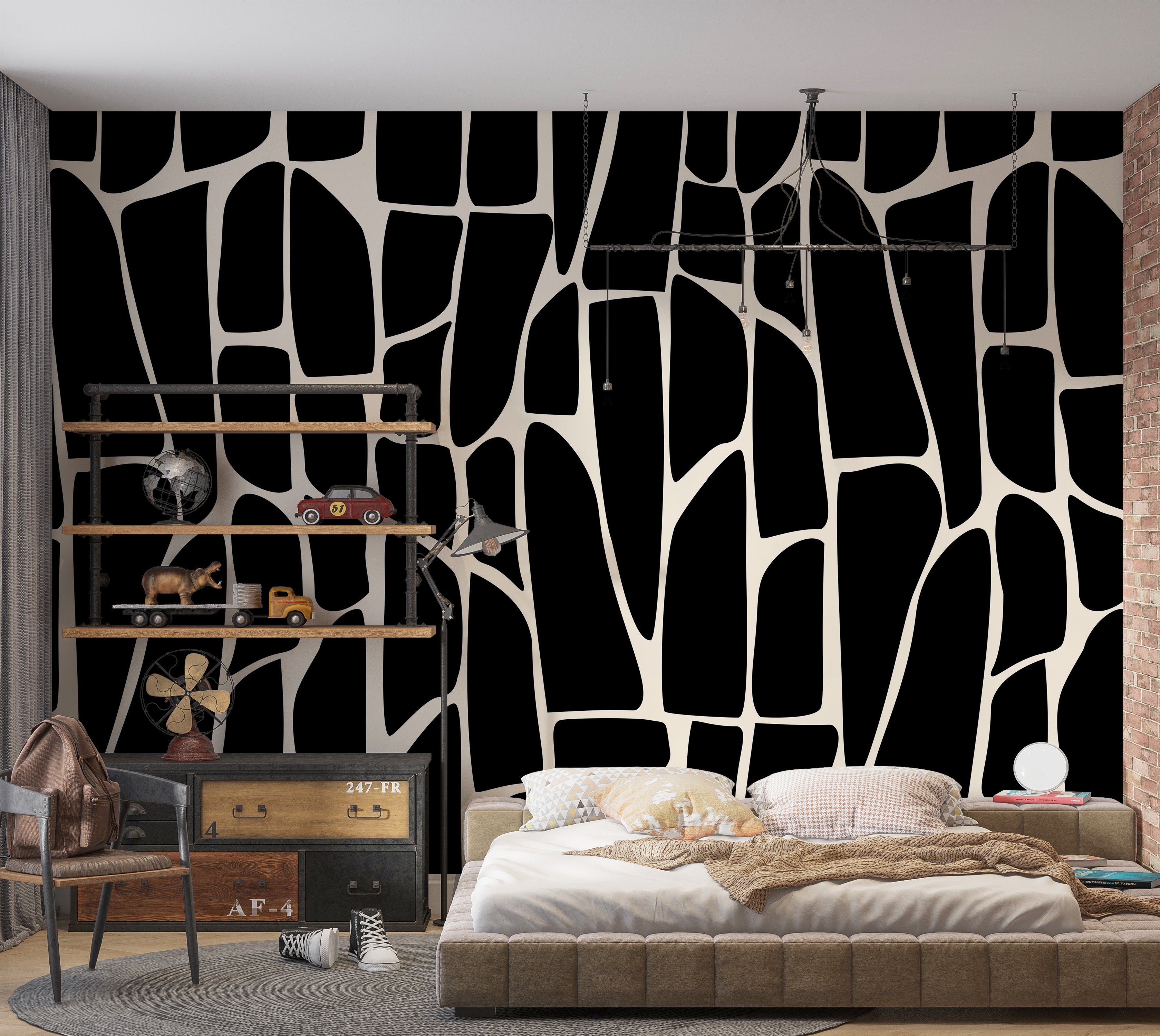 Premium Wallpaper Wall Mural - Geometric Pattern Black