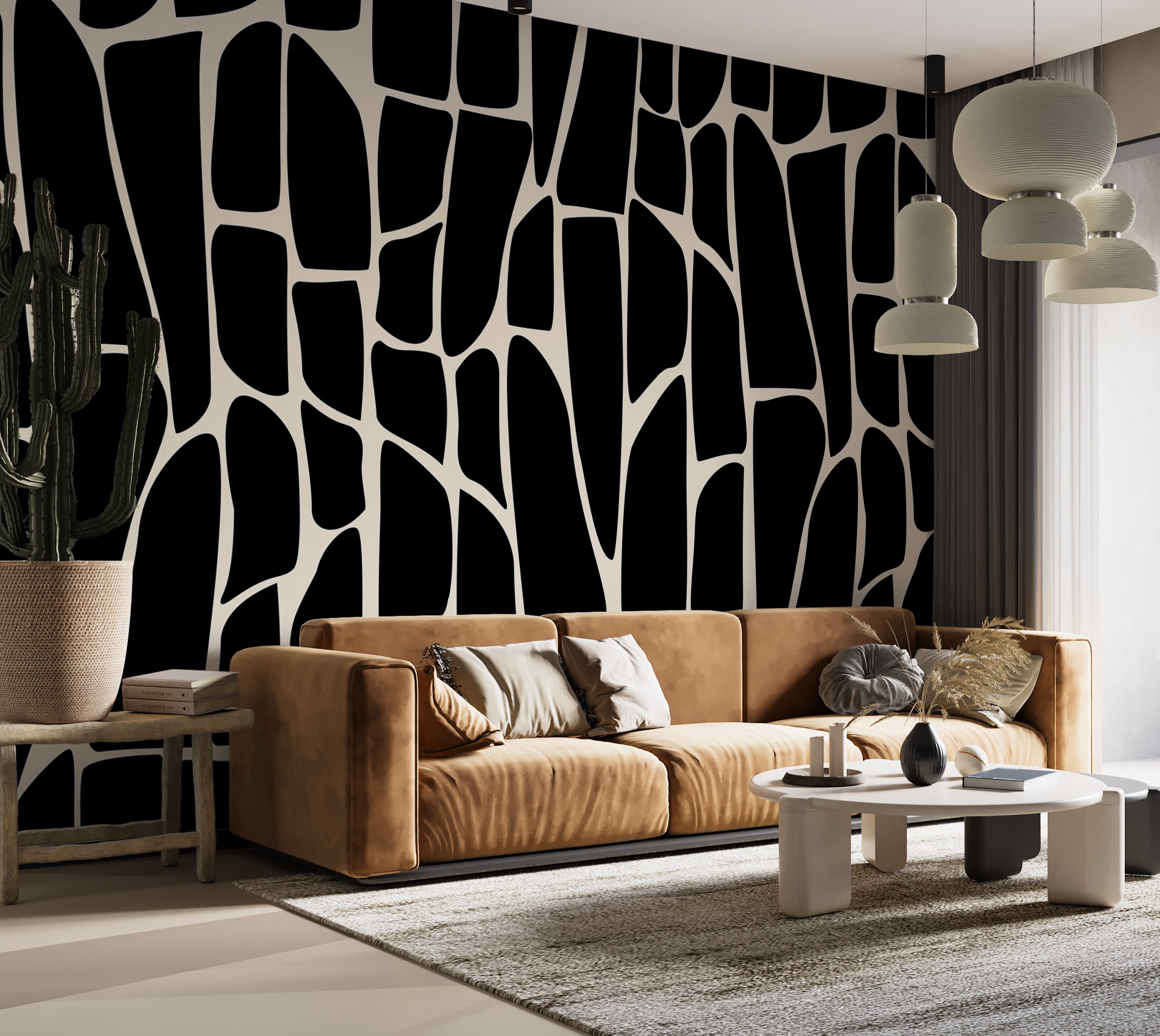 Premium Wallpaper Wall Mural - Geometric Pattern Black