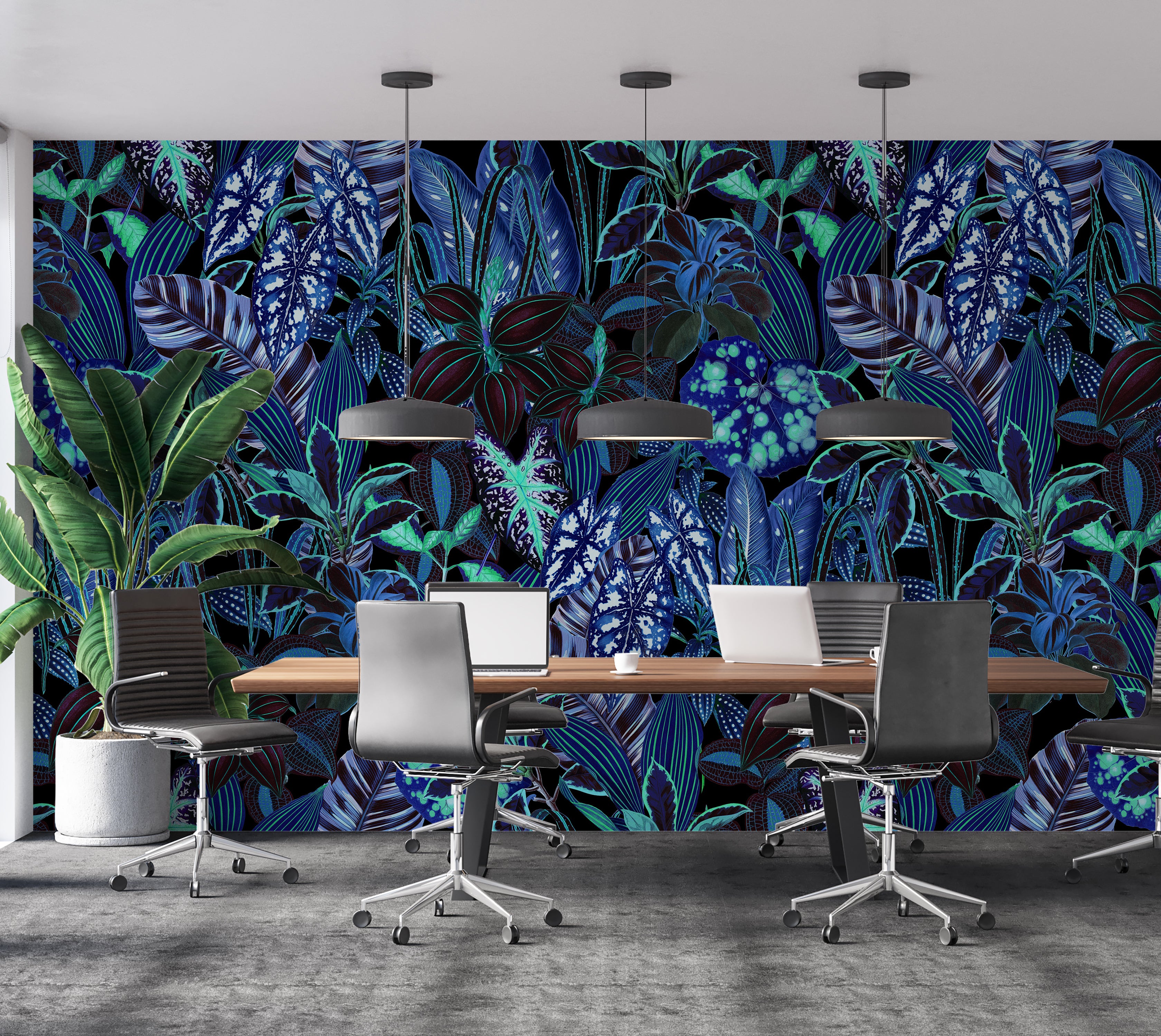 Peel & Stick Wall Mural - Night Blue Garden 60"Wx60"H