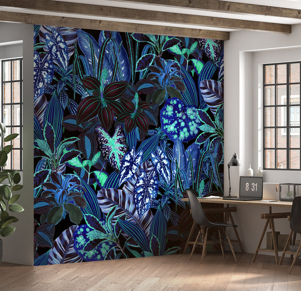Premium Wallpaper Wall Mural - Night Blue Garden-Tiptophomedecor