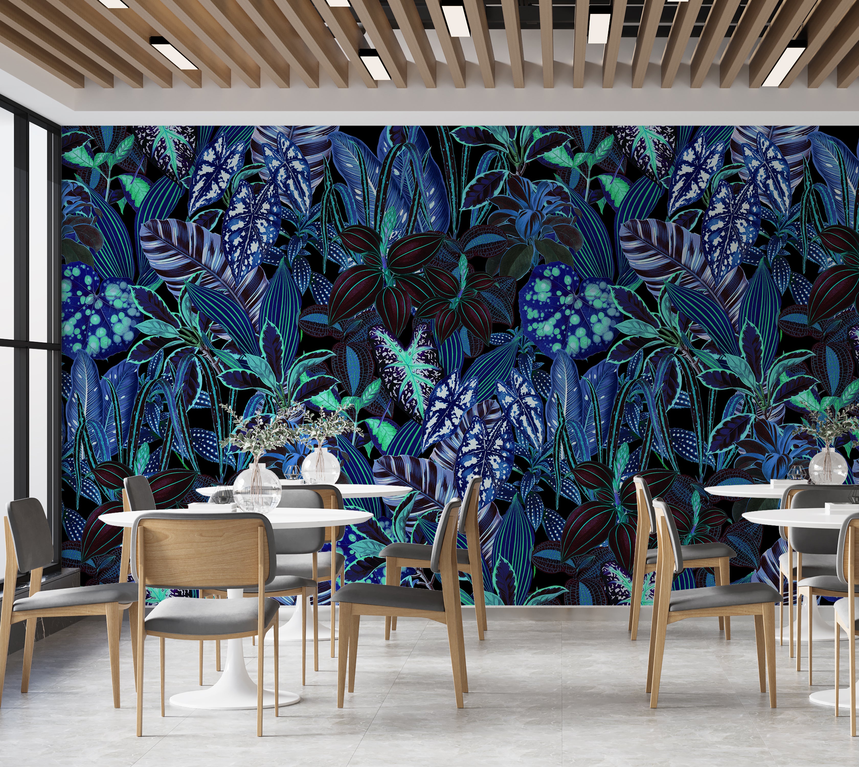 Peel & Stick Wall Mural - Night Blue Garden 60"Wx60"H