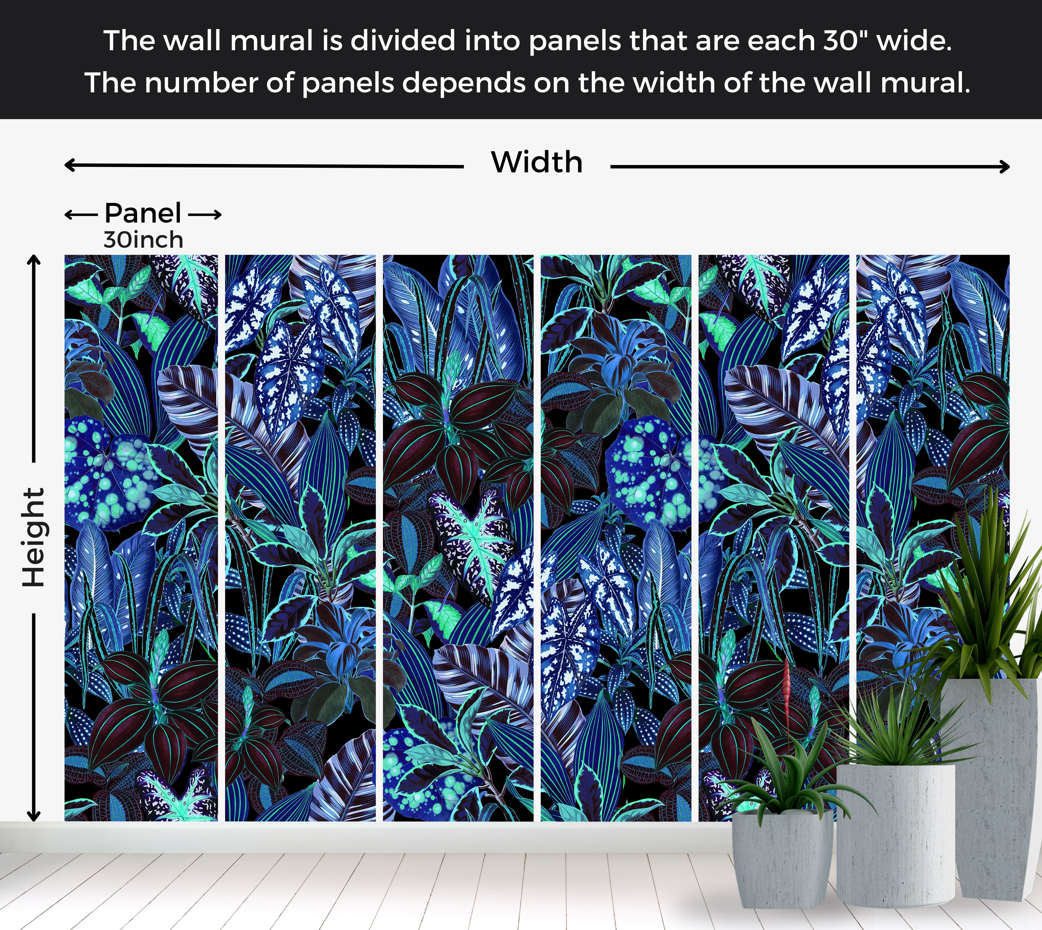 Peel & Stick Wall Mural - Night Blue Garden 60"Wx60"H