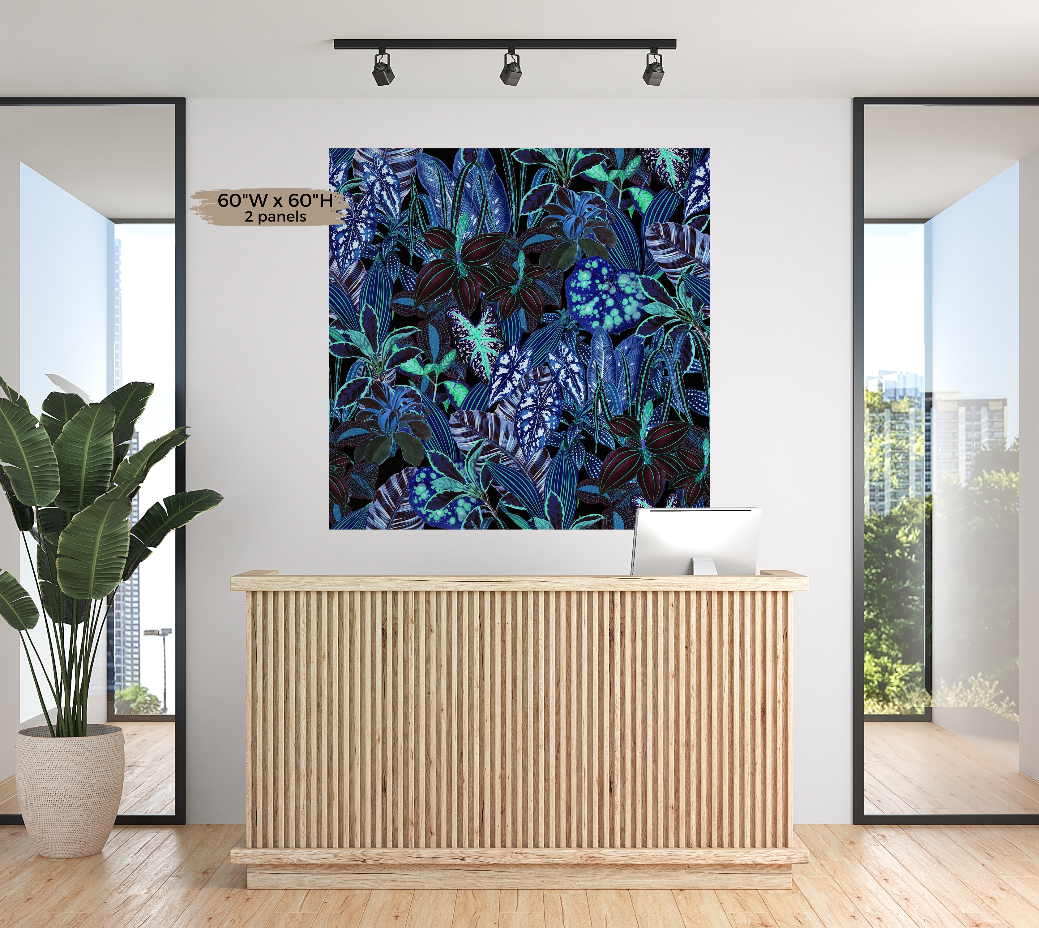 Premium Wallpaper Wall Mural - Night Blue Garden