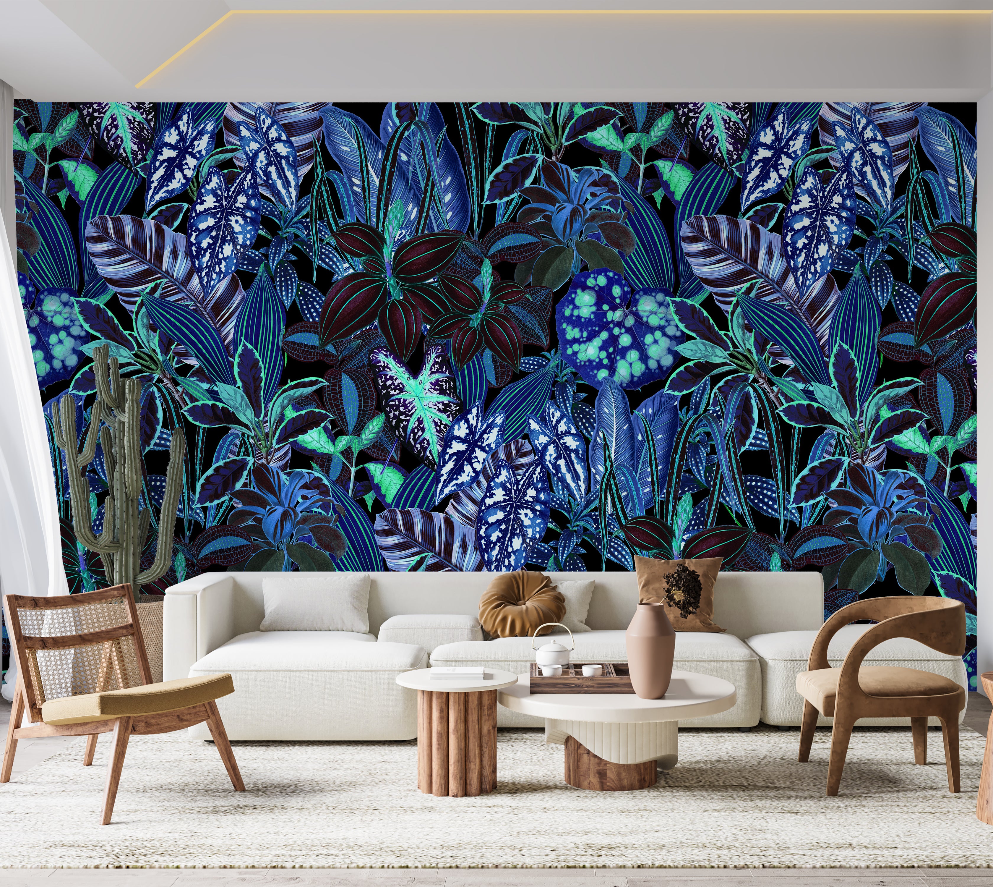 Peel & Stick Wall Mural - Night Blue Garden 60"Wx60"H