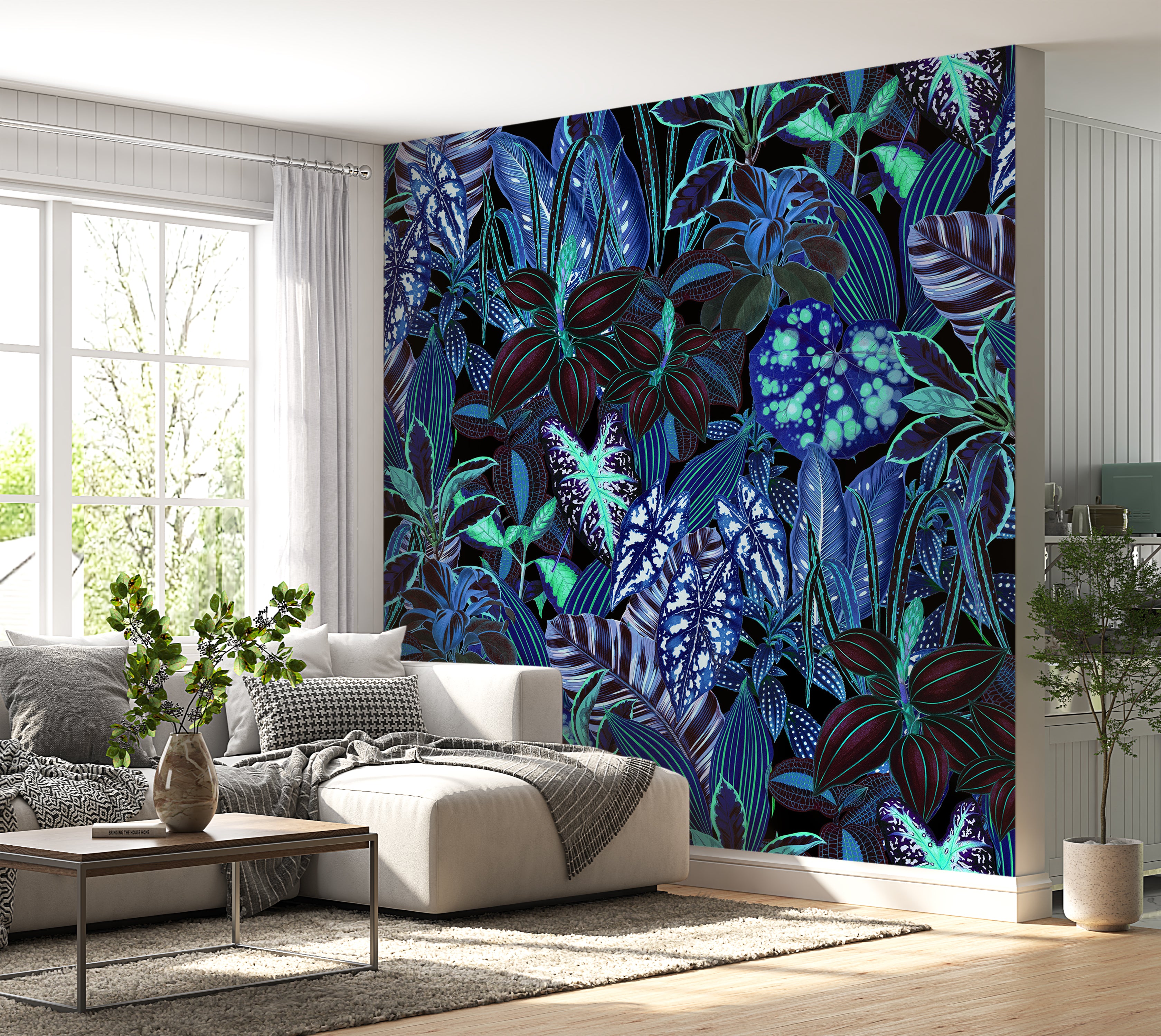 Peel & Stick Wall Mural - Night Blue Garden 60"Wx60"H