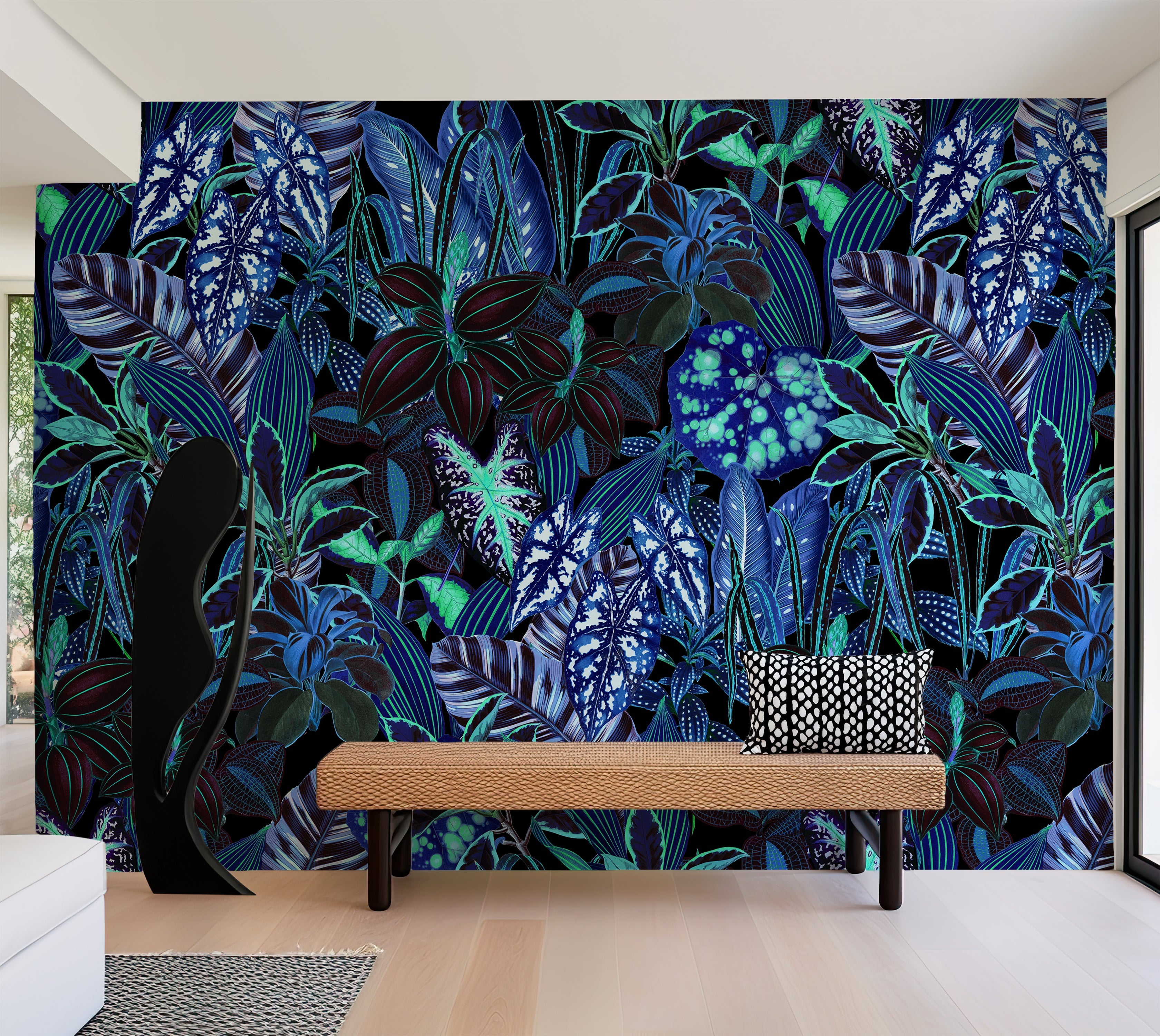 Premium Wallpaper Wall Mural - Night Blue Garden