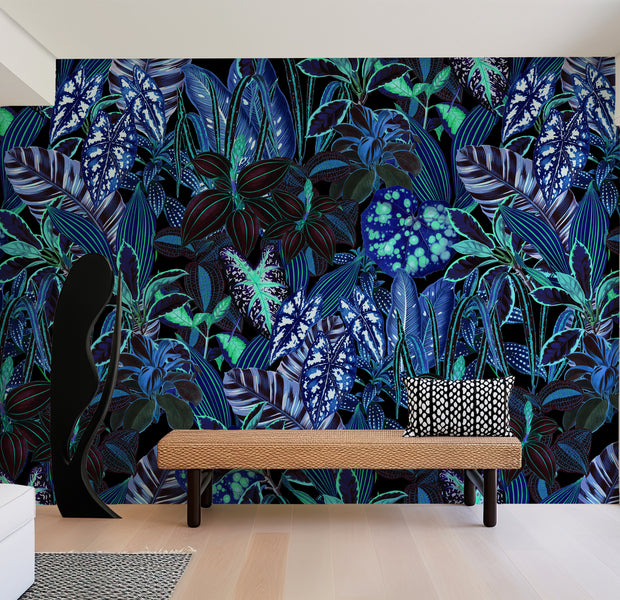 Peel & Stick Wall Mural - Night Blue Garden 60"Wx60"H
