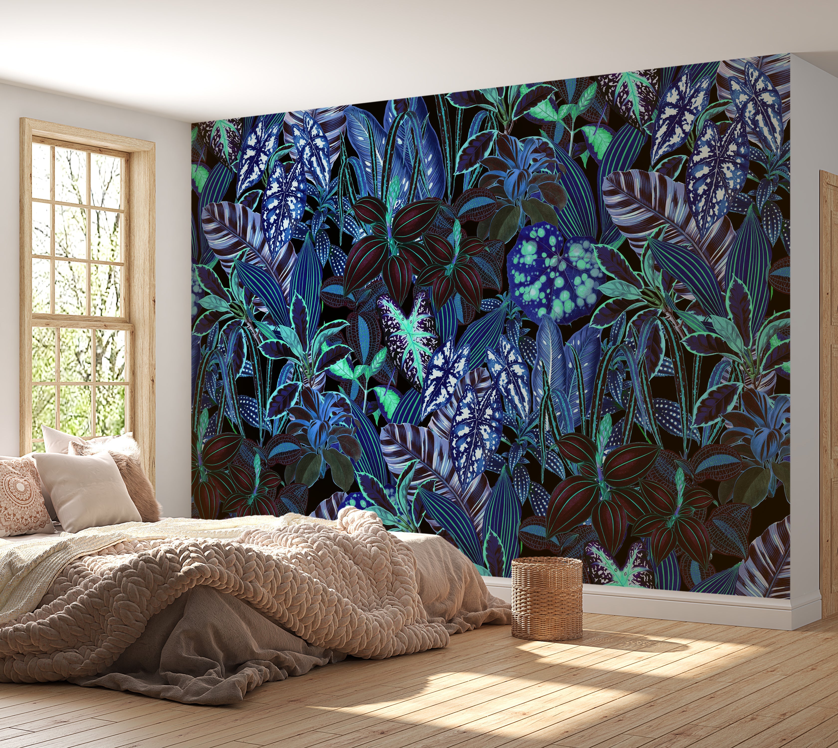 Premium Wallpaper Wall Mural - Night Blue Garden