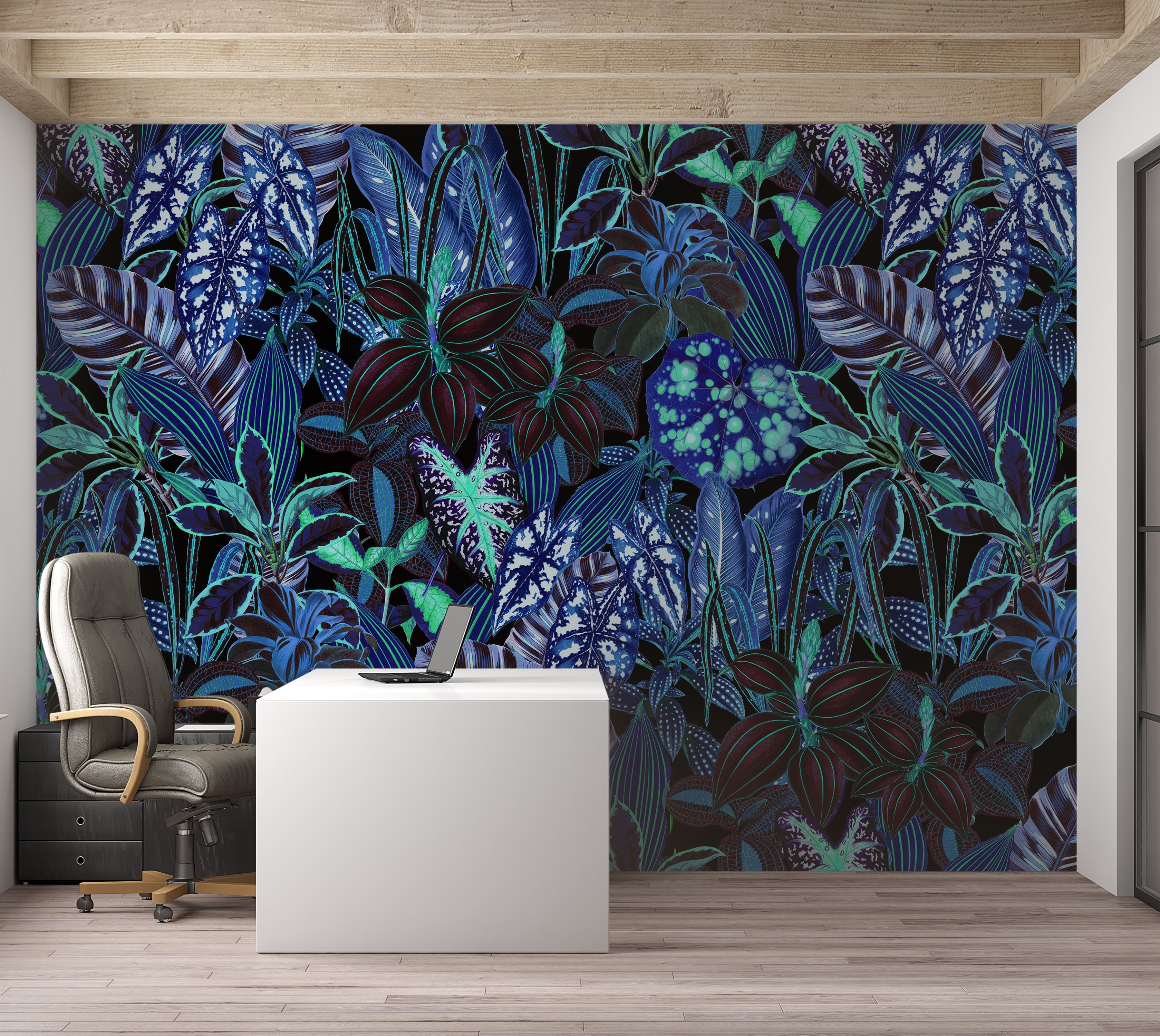 Peel & Stick Wall Mural - Night Blue Garden 60"Wx60"H