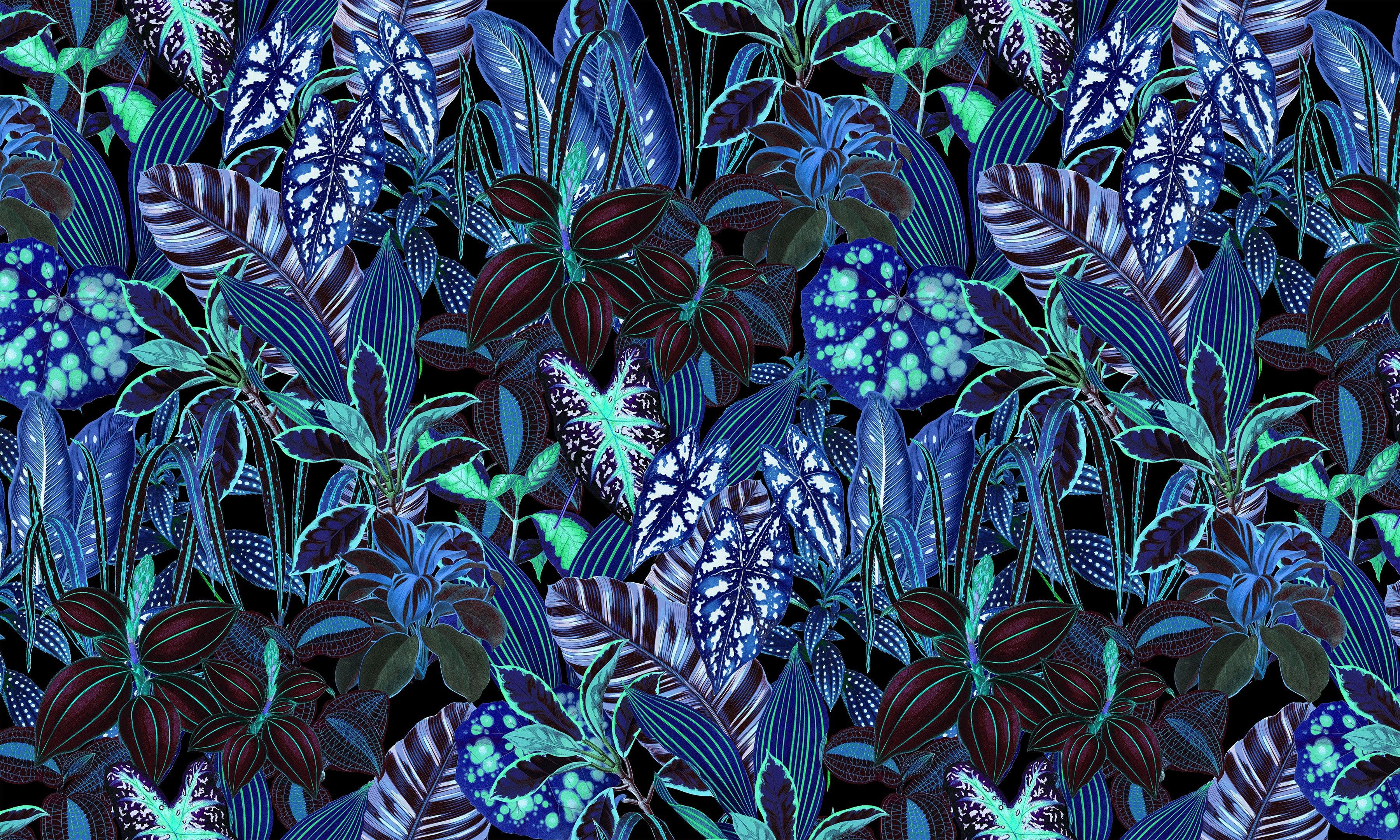 Peel & Stick Botanical Wall Mural - Night Blue Garden