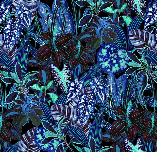 Peel & Stick Botanical Wall Mural - Night Blue Garden