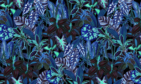Premium Wallpaper Wall Mural - Night Blue Garden-Tiptophomedecor