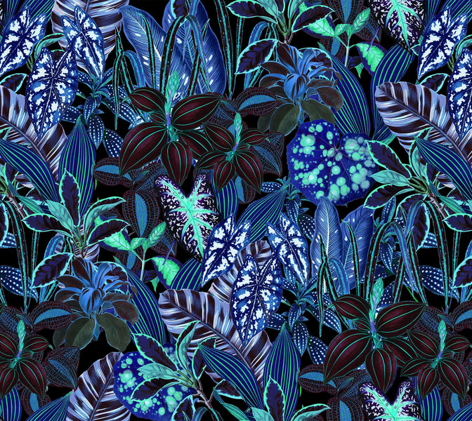 Premium Wallpaper Wall Mural - Night Blue Garden-Tiptophomedecor