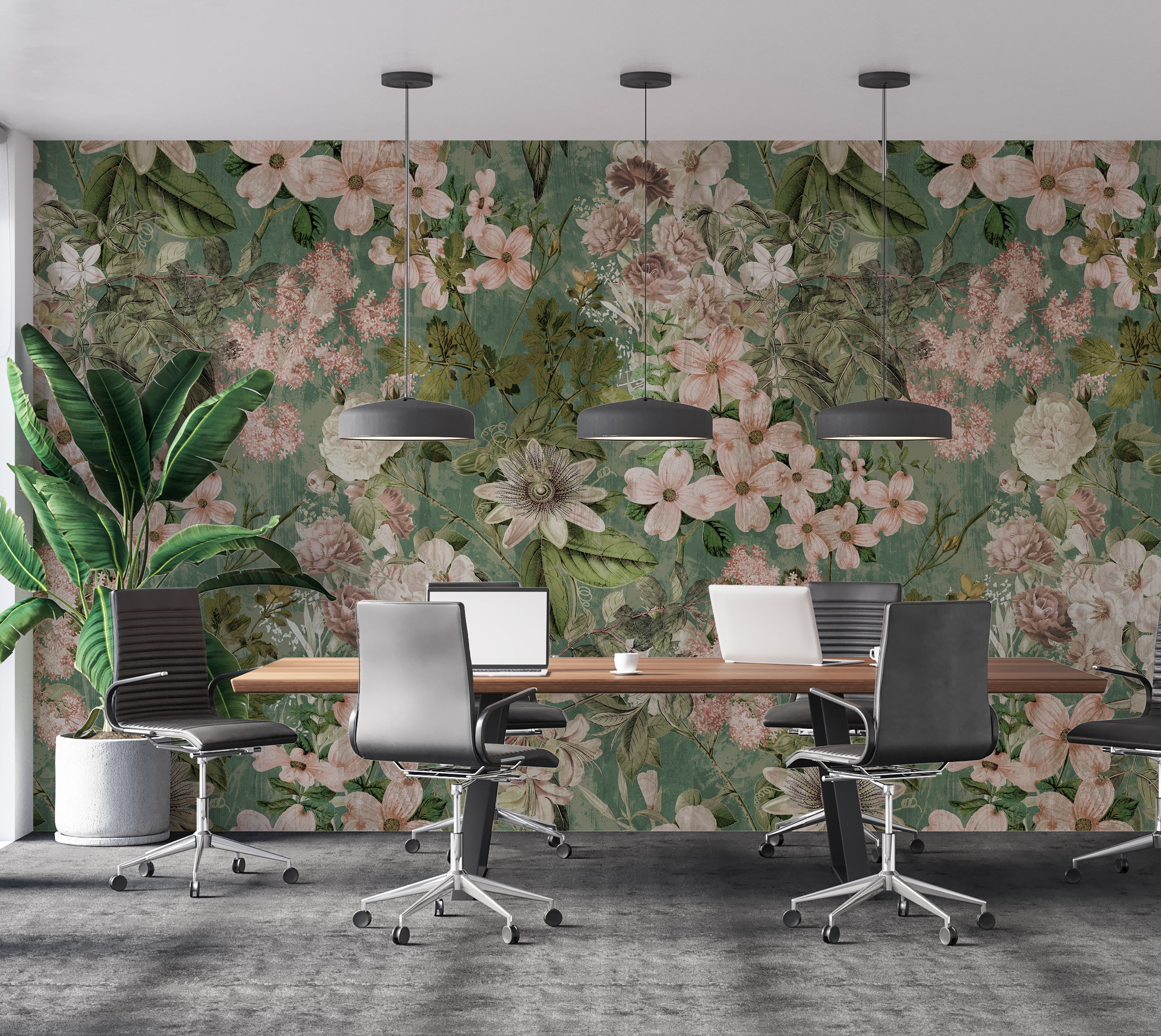 Premium Wallpaper Wall Mural - Garden Romance Green