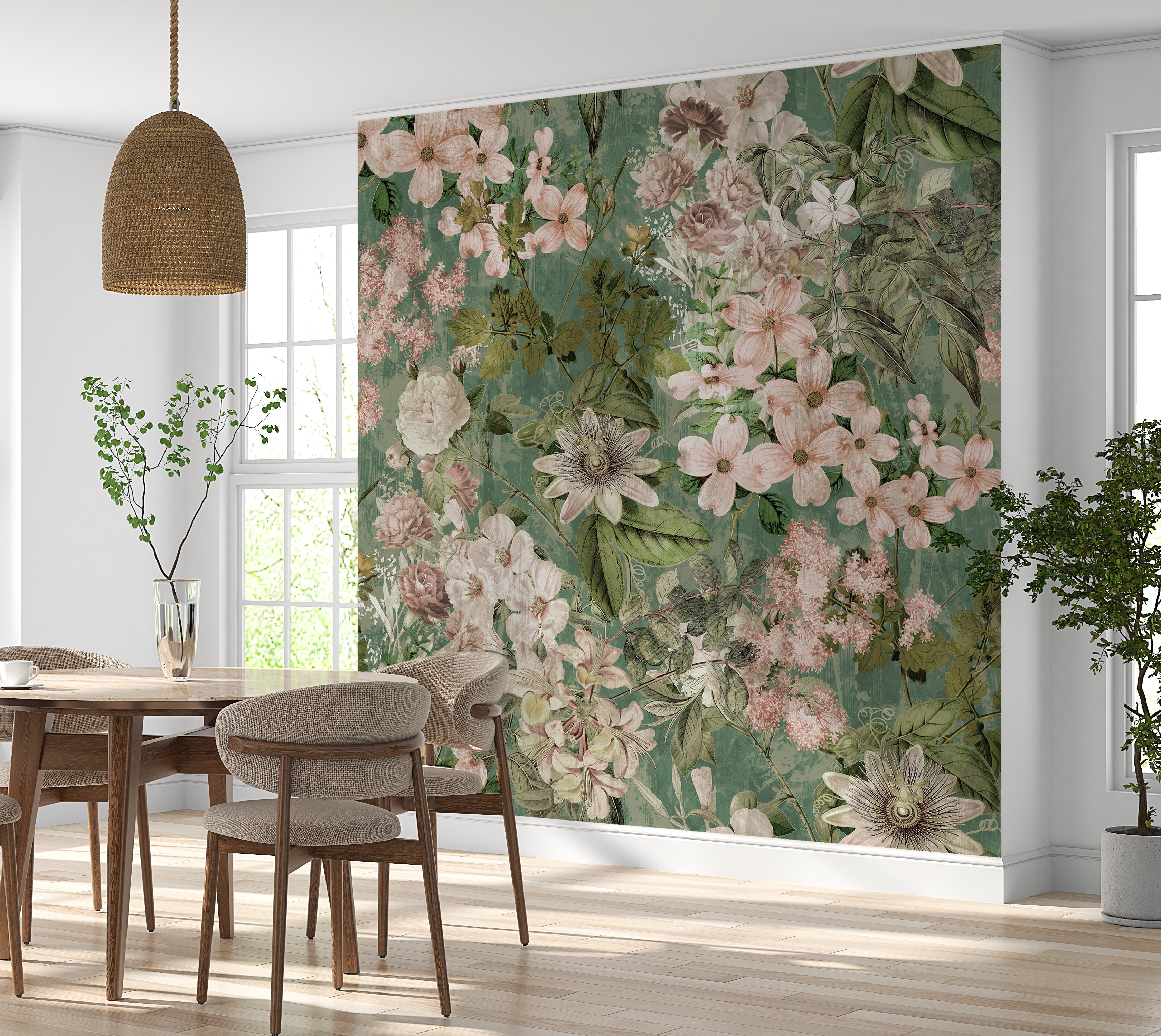 Premium Wallpaper Wall Mural - Garden Romance Green