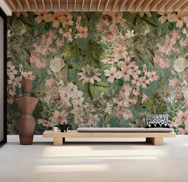 Premium Wallpaper Wall Mural - Garden Romance Green-Tiptophomedecor