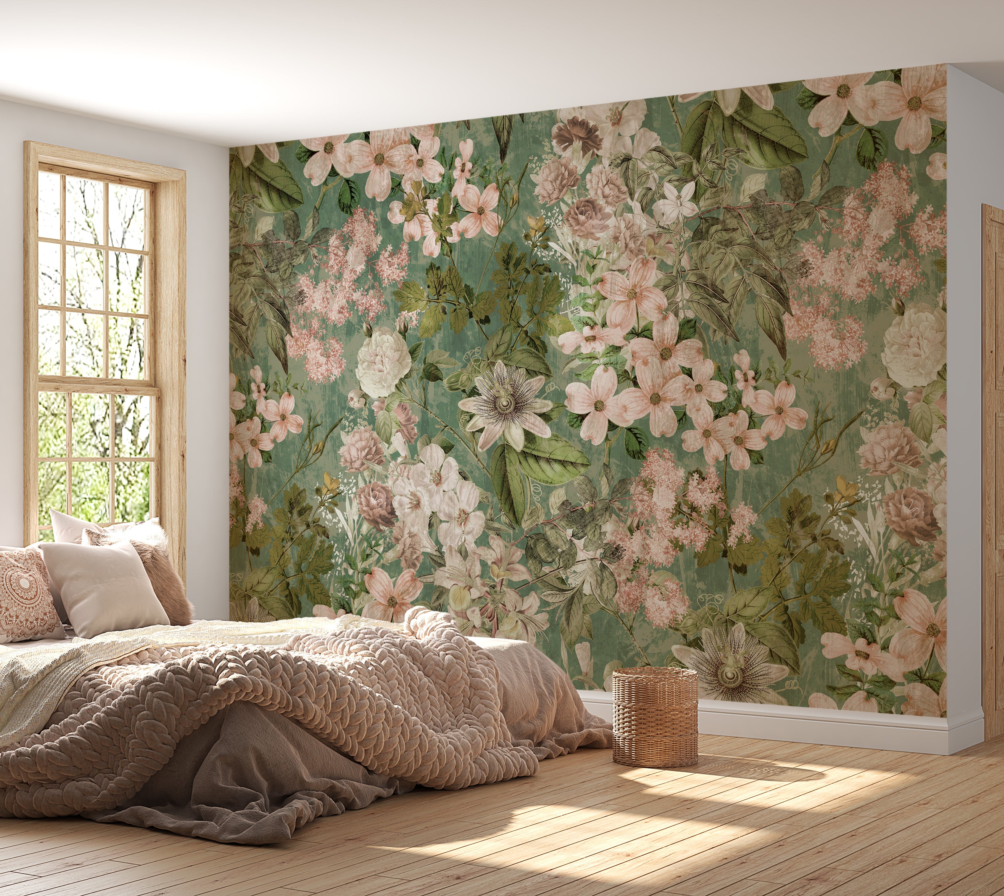 Premium Wallpaper Wall Mural - Garden Romance Green