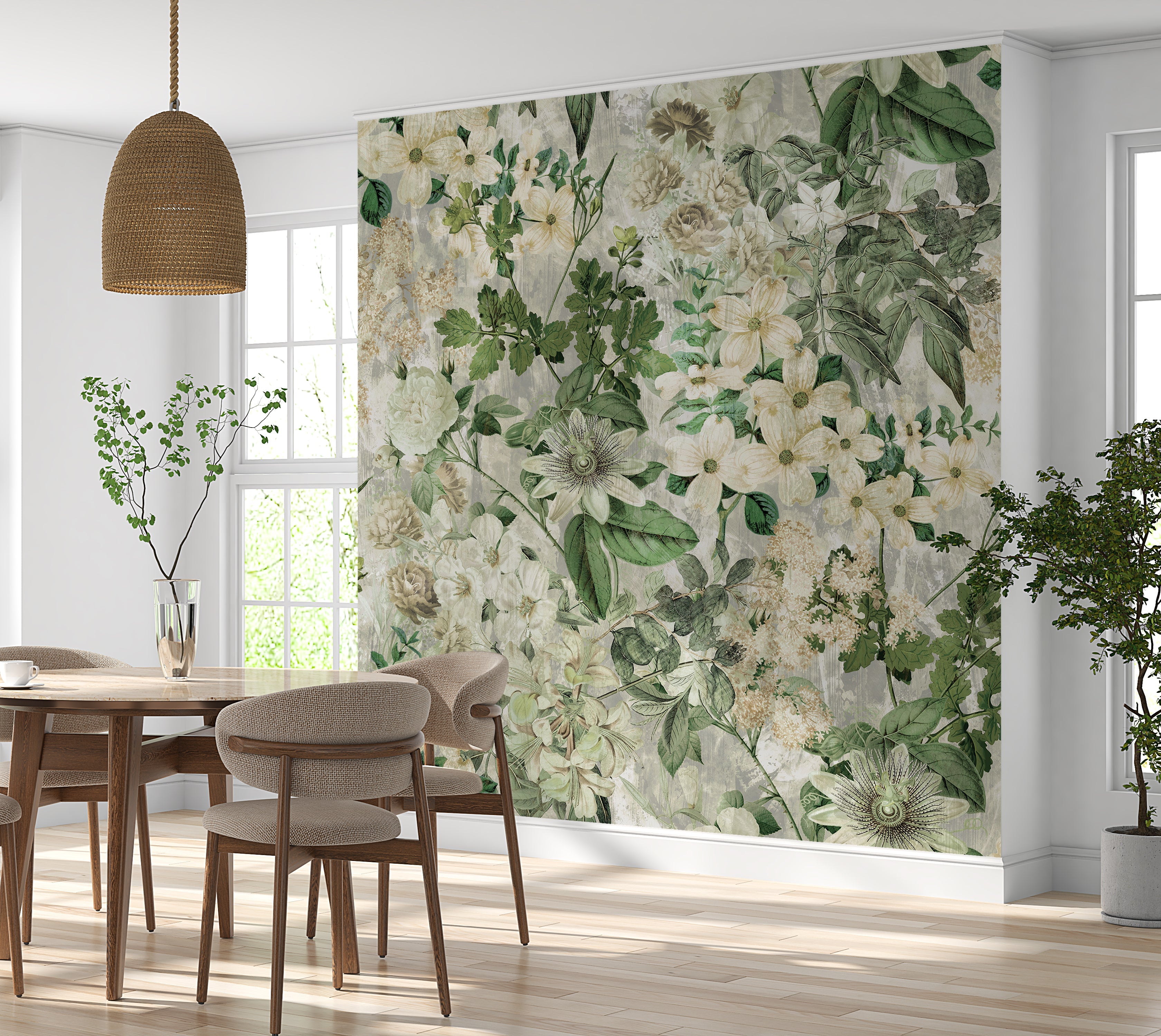 Premium Wallpaper Wall Mural - Garden Romance Beige-Tiptophomedecor