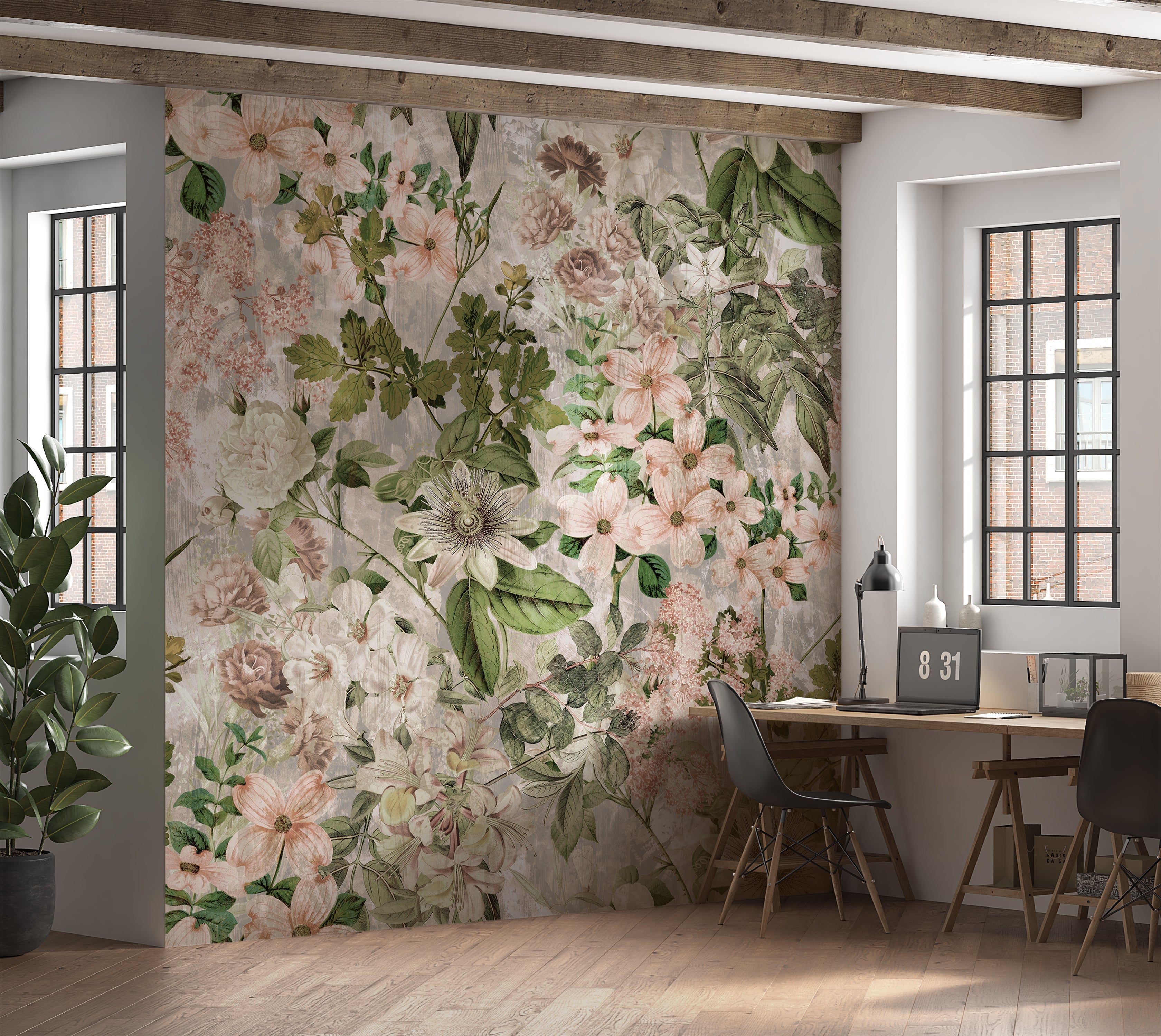 Premium Wallpaper Wall Mural - Garden Romance Blush