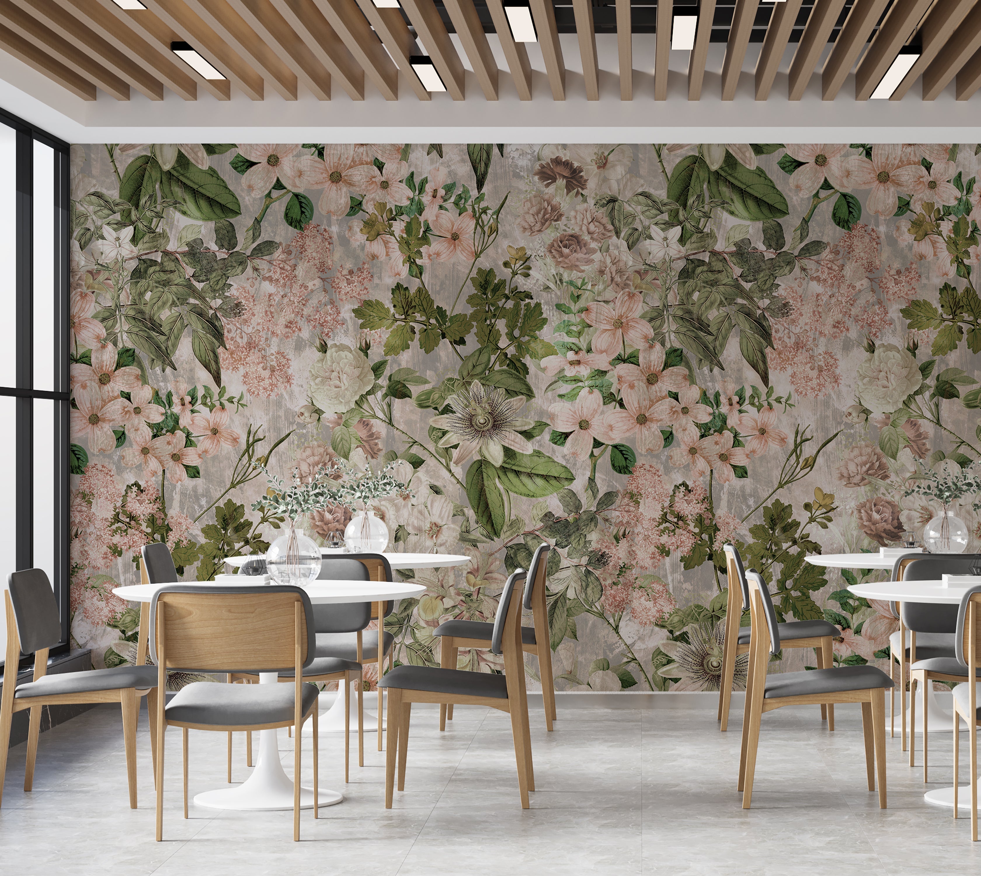 Premium Wallpaper Wall Mural - Garden Romance Blush