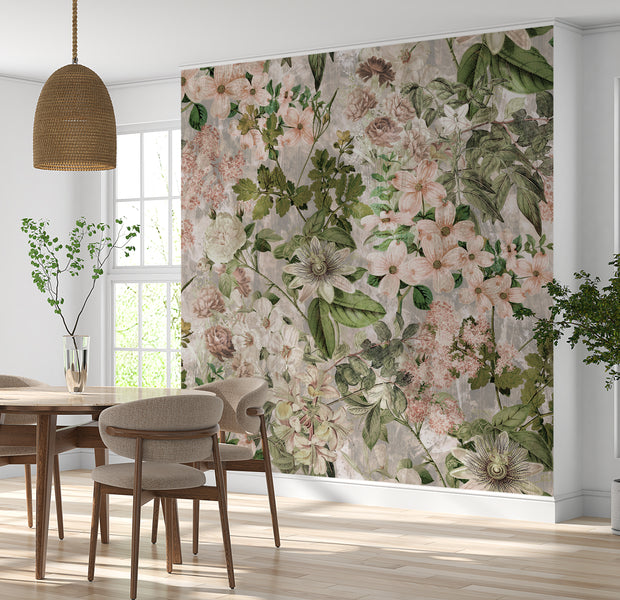 Peel & Stick Wall Mural - Garden Romance Blush 60"Wx60"H