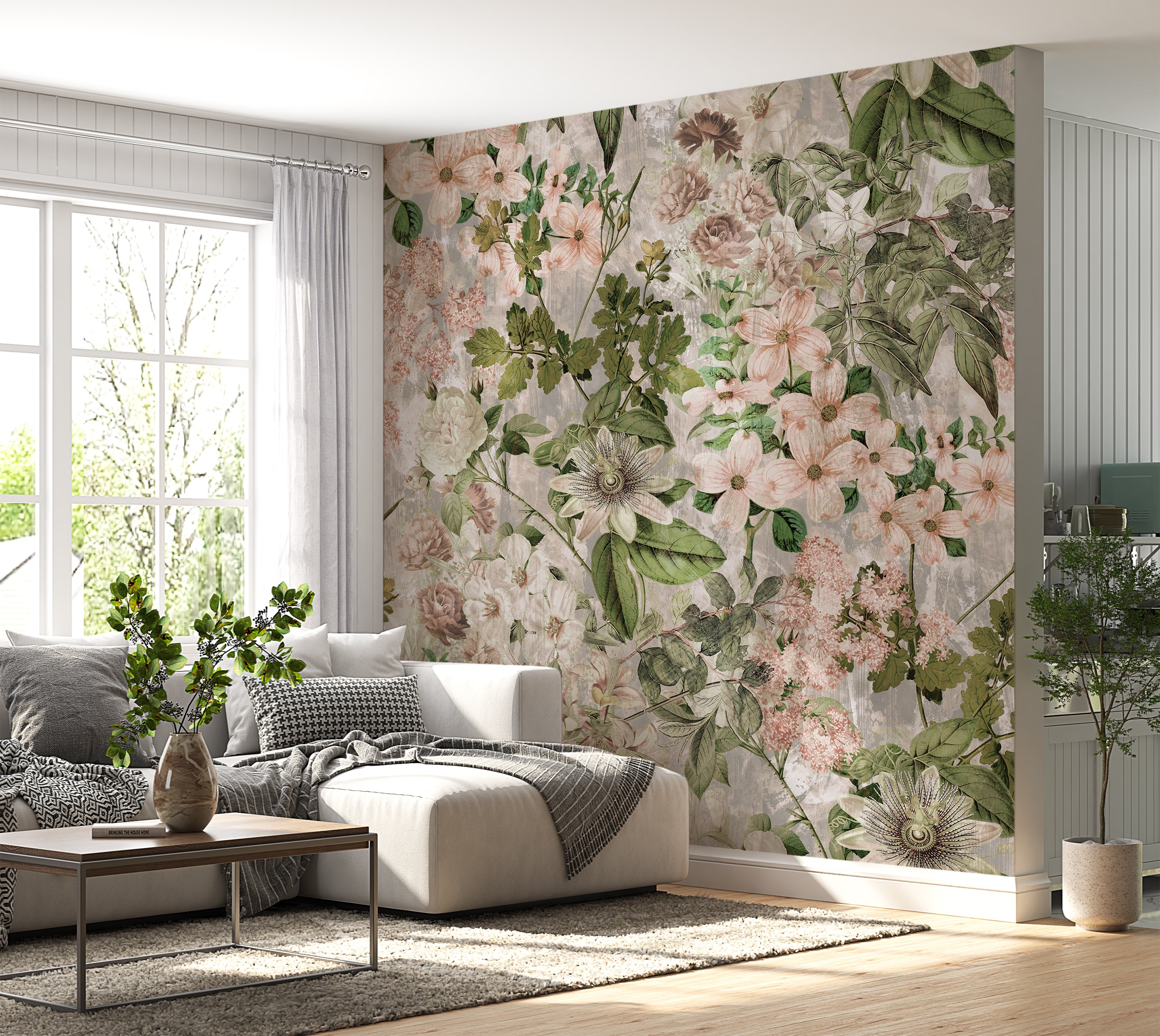 Premium Wallpaper Wall Mural - Garden Romance Blush