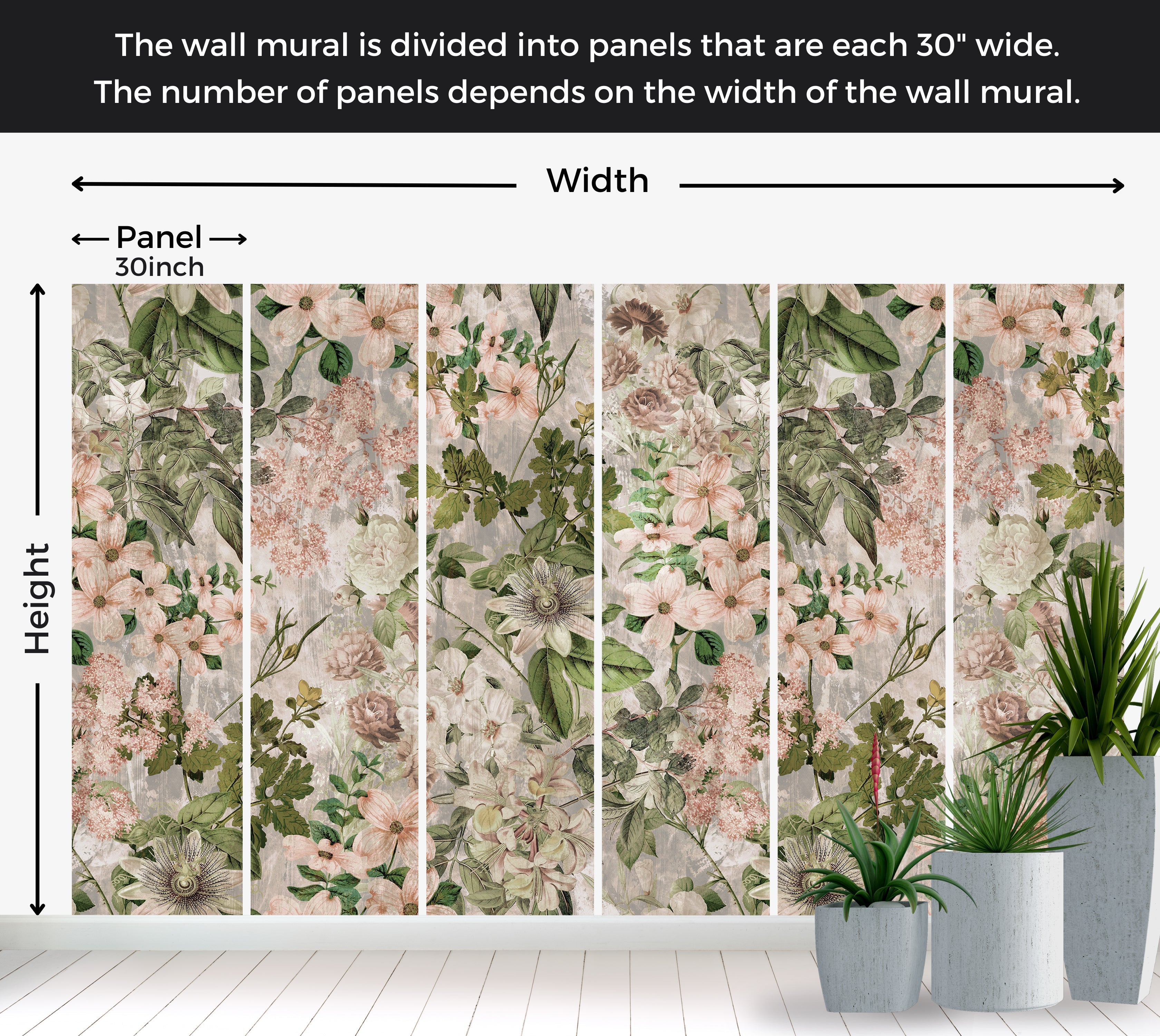 Premium Wallpaper Wall Mural - Garden Romance Blush