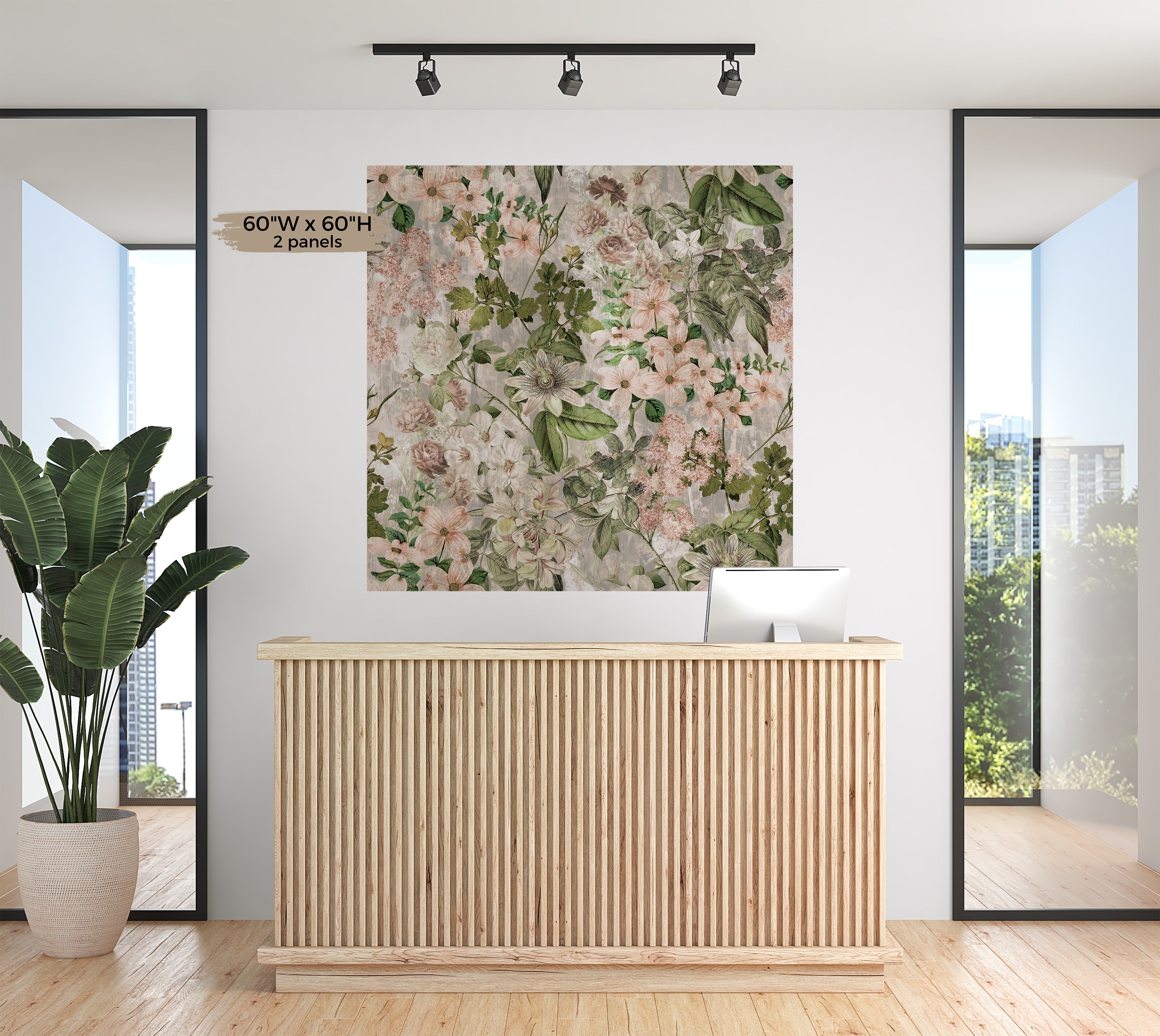 Premium Wallpaper Wall Mural - Garden Romance Blush