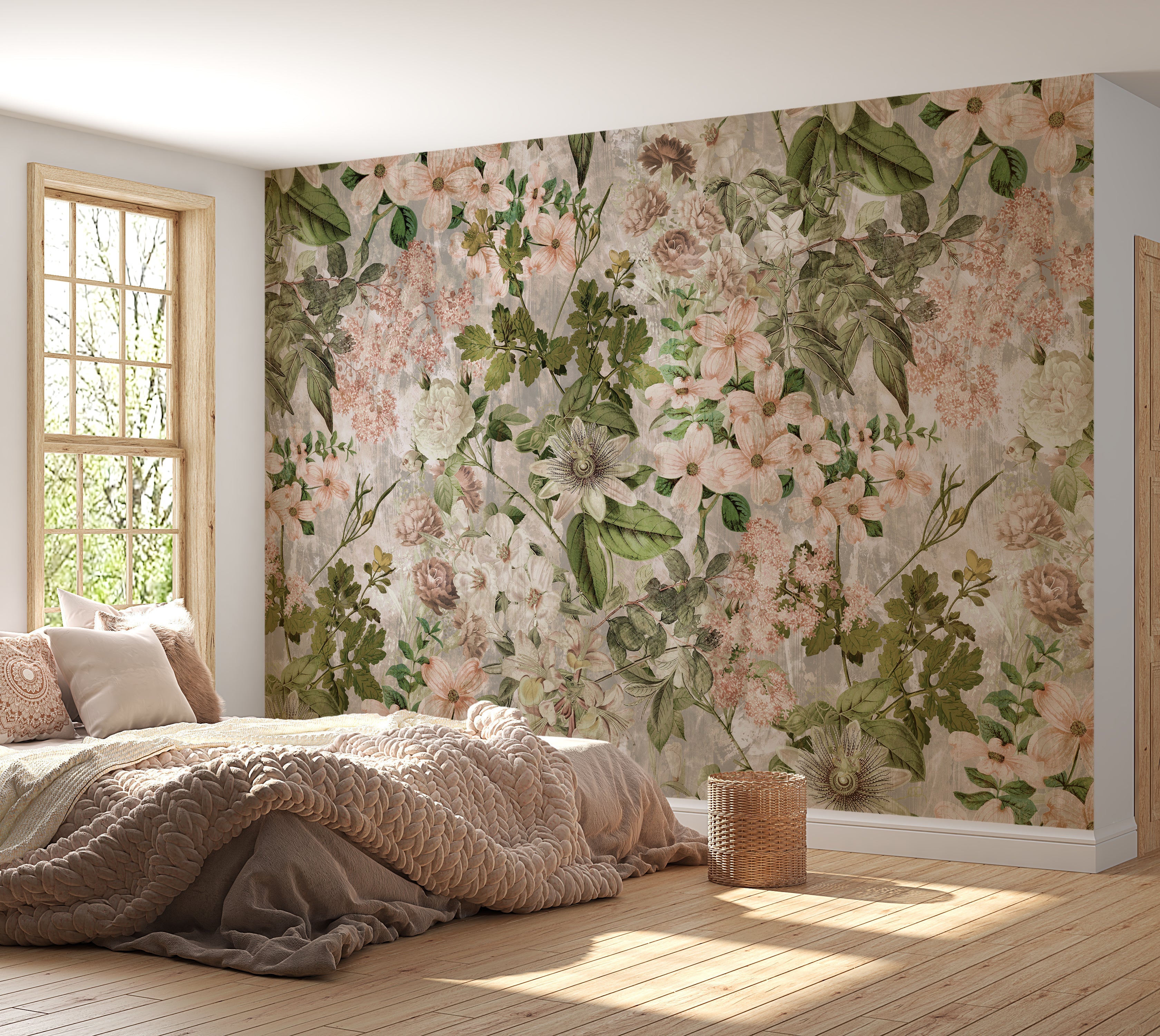 Premium Wallpaper Wall Mural - Garden Romance Blush