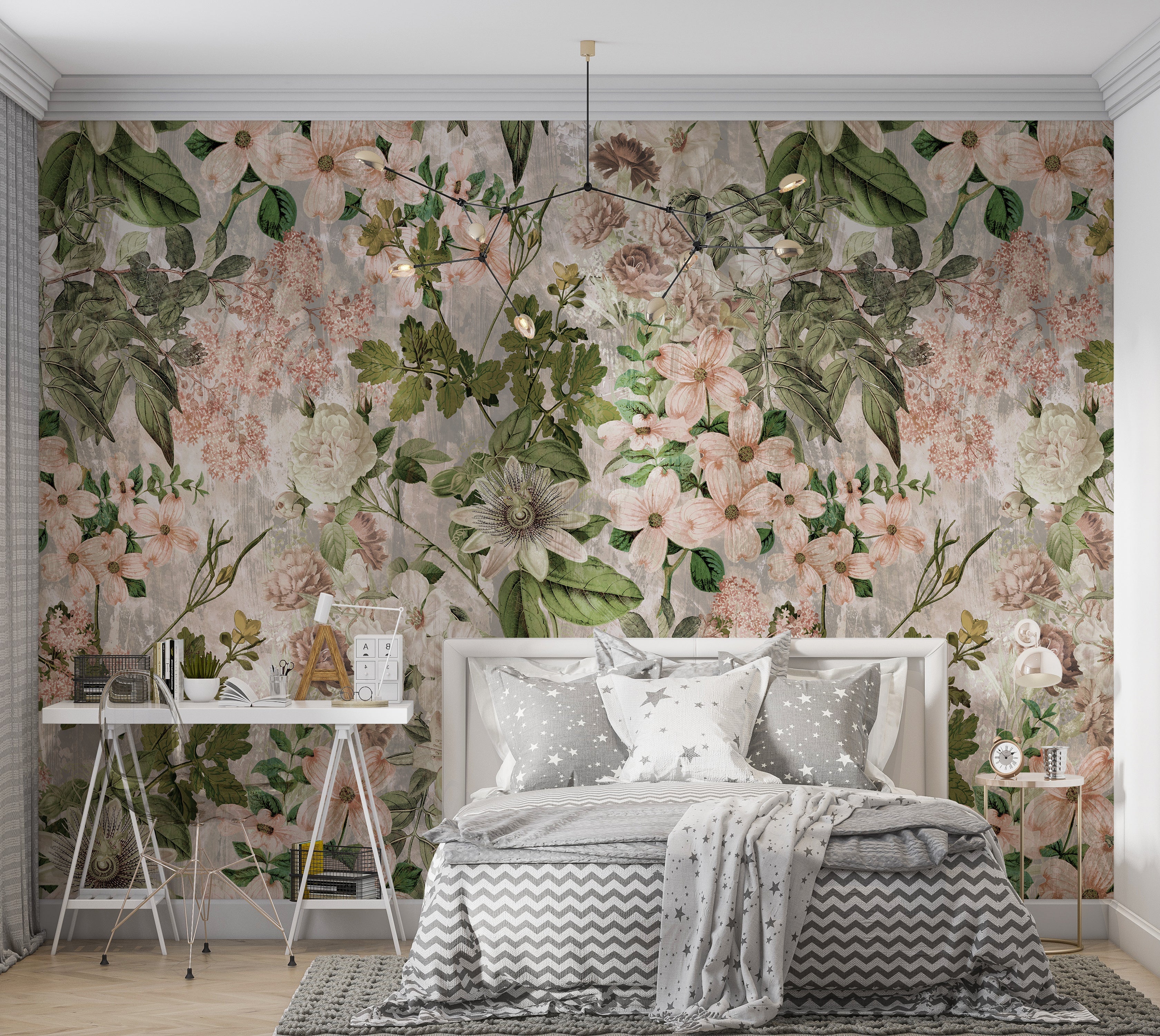 Premium Wallpaper Wall Mural - Garden Romance Blush