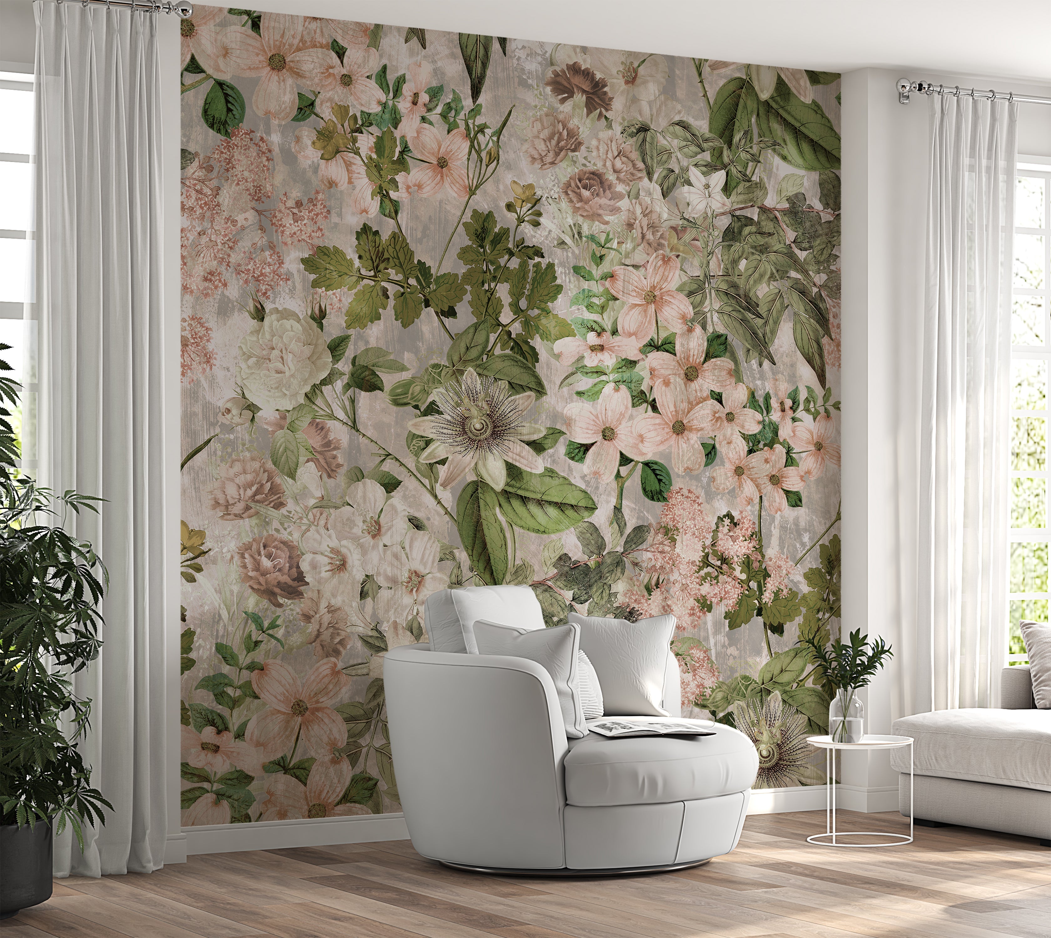 Premium Wallpaper Wall Mural - Garden Romance Blush