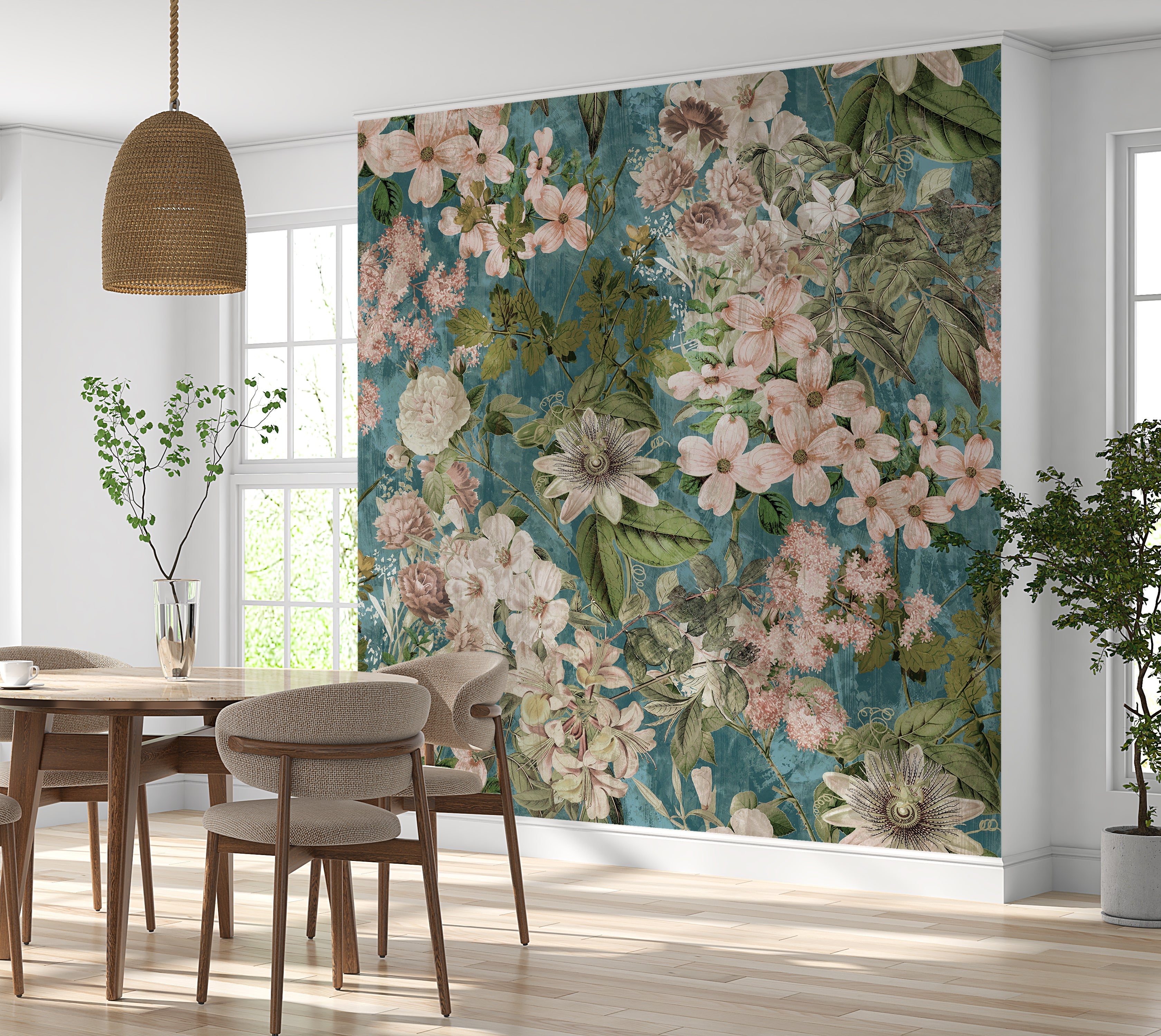 Premium Wallpaper Wall Mural - Garden Romance Blue