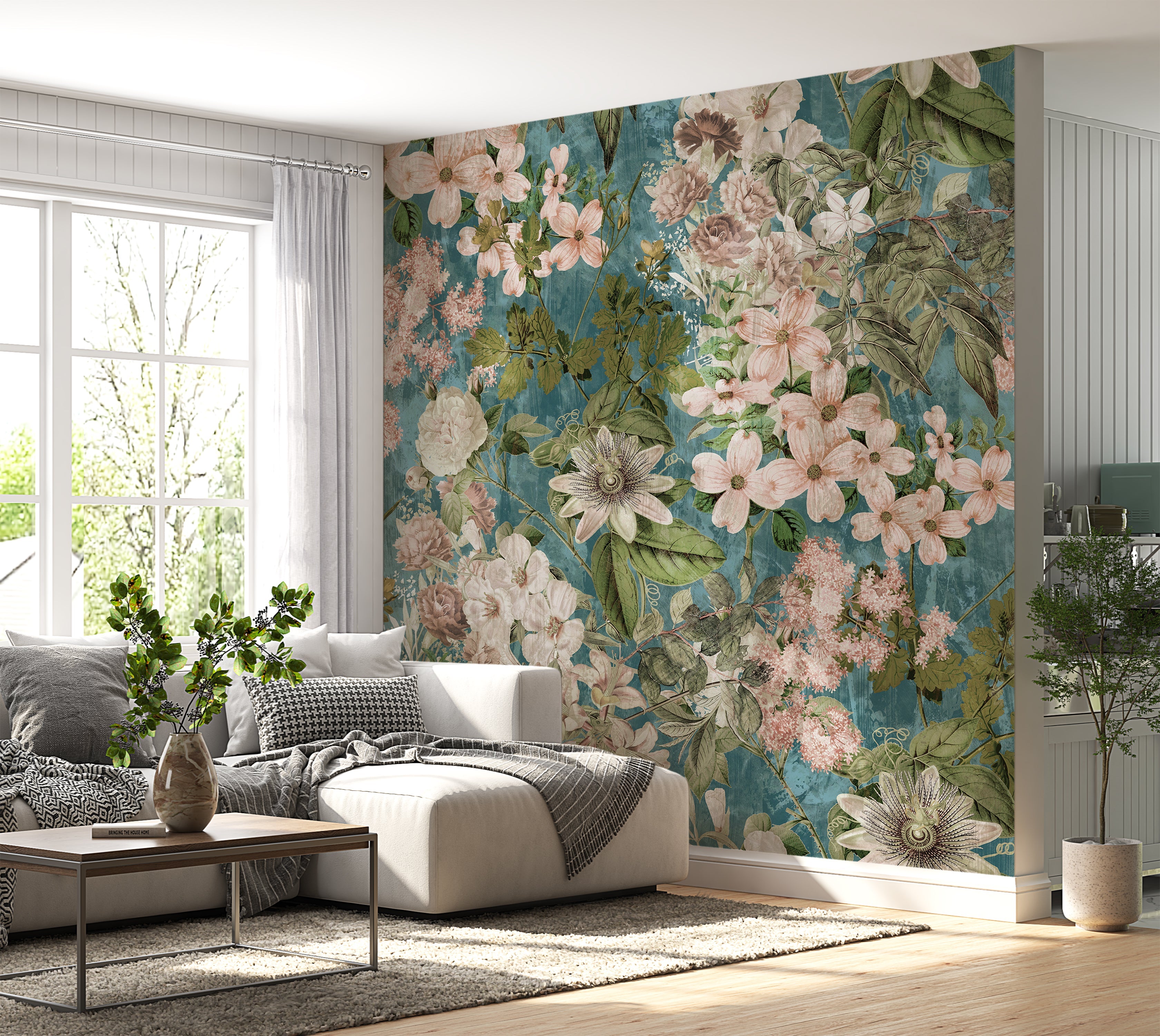 Premium Wallpaper Wall Mural - Garden Romance Blue