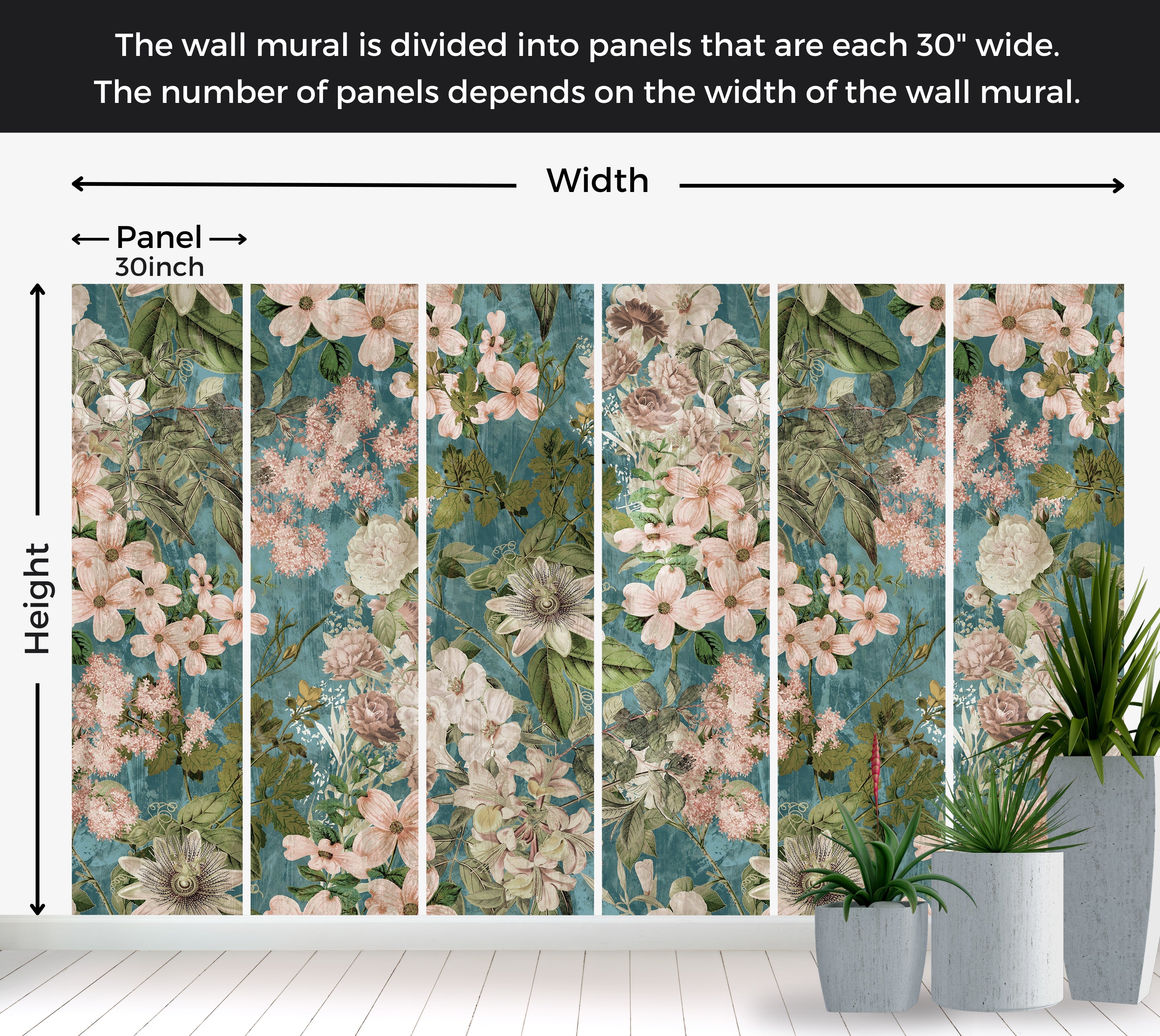 Premium Wallpaper Wall Mural - Garden Romance Blue