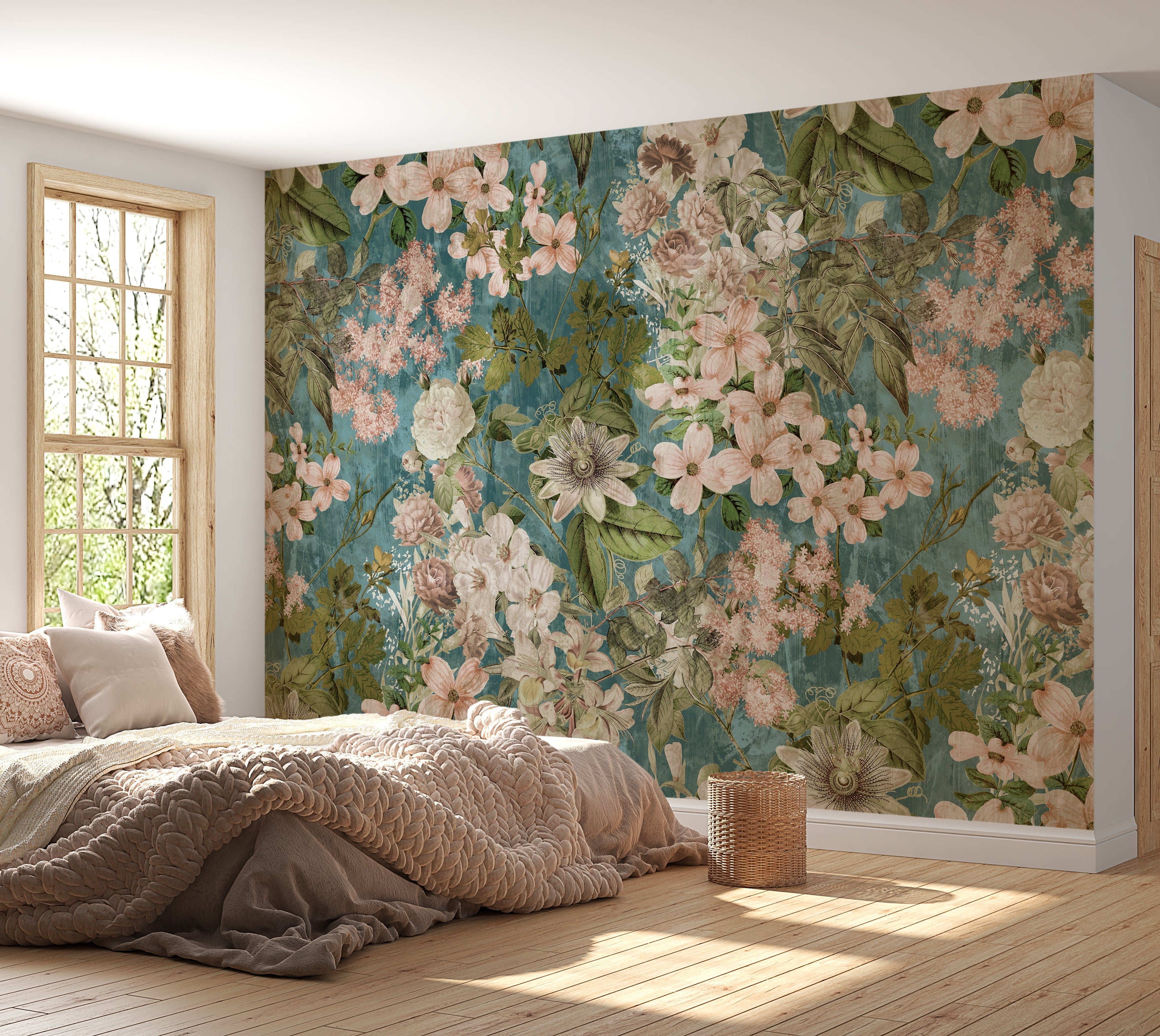 Premium Wallpaper Wall Mural - Garden Romance Blue