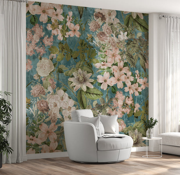 Premium Wallpaper Wall Mural - Garden Romance Blue-Tiptophomedecor