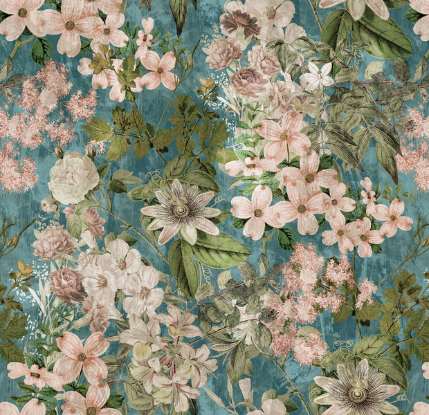 Peel & Stick Floral Wall Mural - Garden Romance Blue